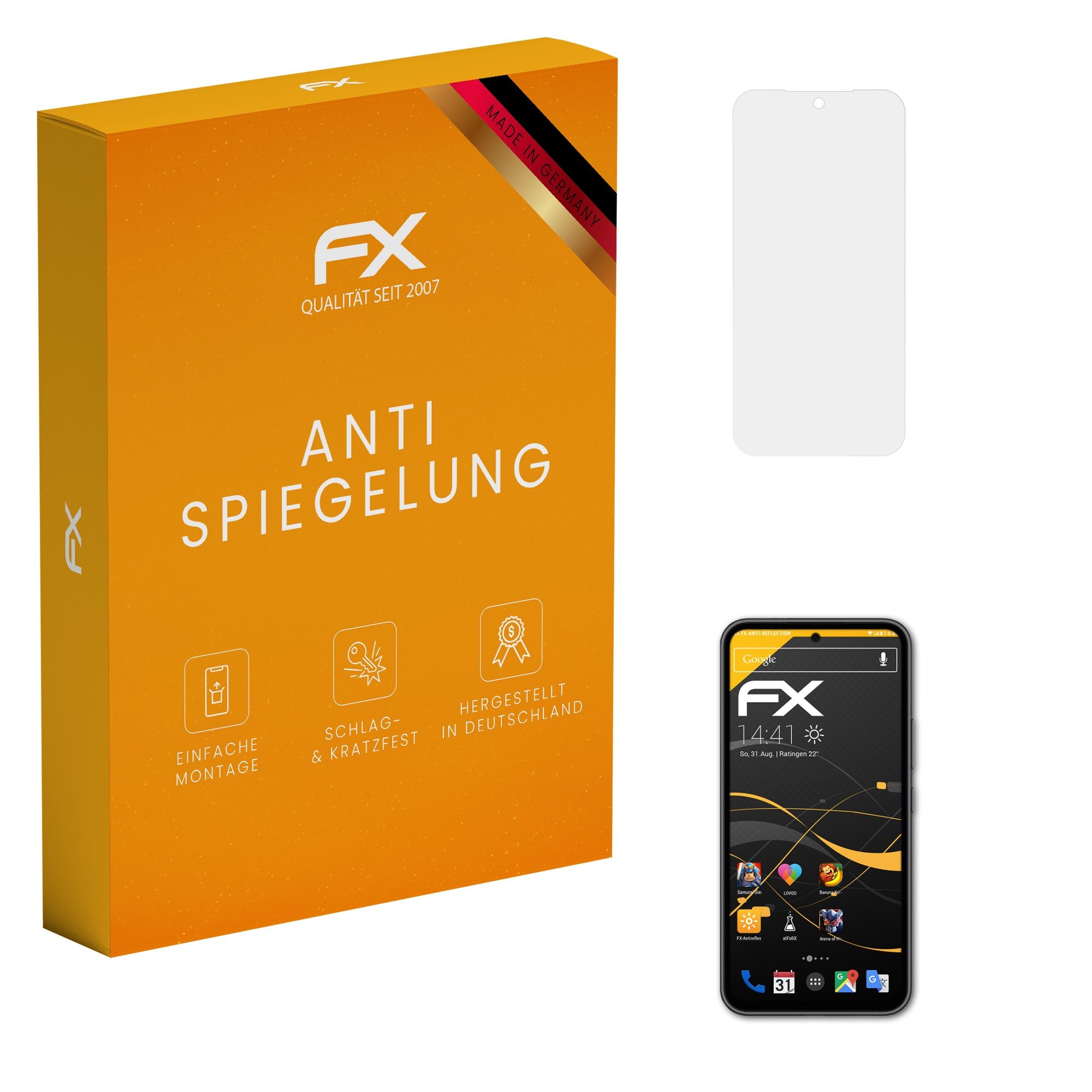 atFoliX Schutzfolie für Samsung Galaxy A54 5G, (3 Folien), Entspiegelnd und stoßdämpfend