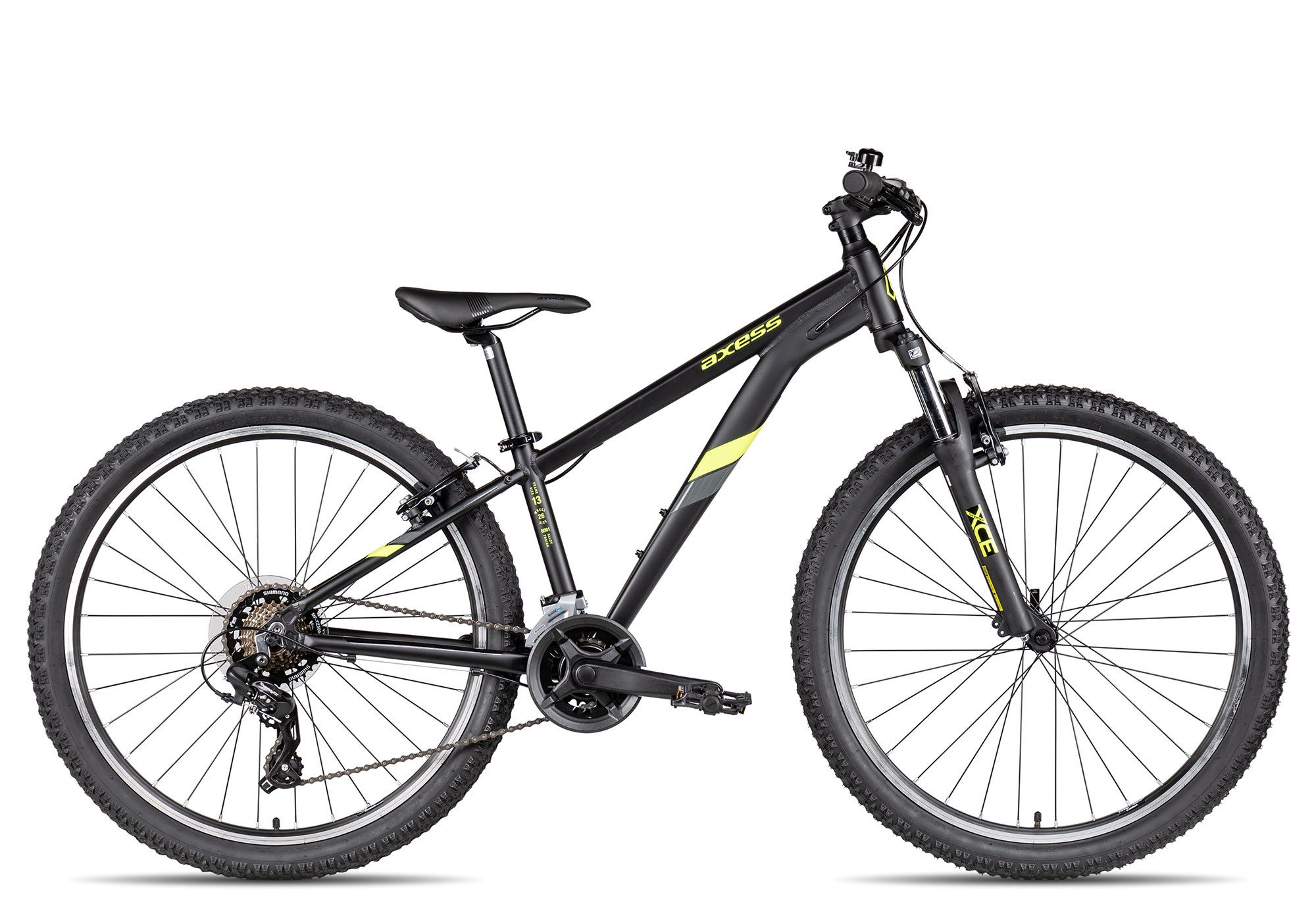Axess Mountainbike STIPE 26, 14 Gang Shimano Tourney RD-TX800 Schaltwerk, Kettenschaltung, Jugendrad 26 Zoll 14-Gang schwarz/grau