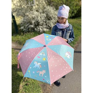HECKBO Taschenregenschirm Kinder Regenschirm Magic - Einhorn, wechselt bei Regen die Farbe