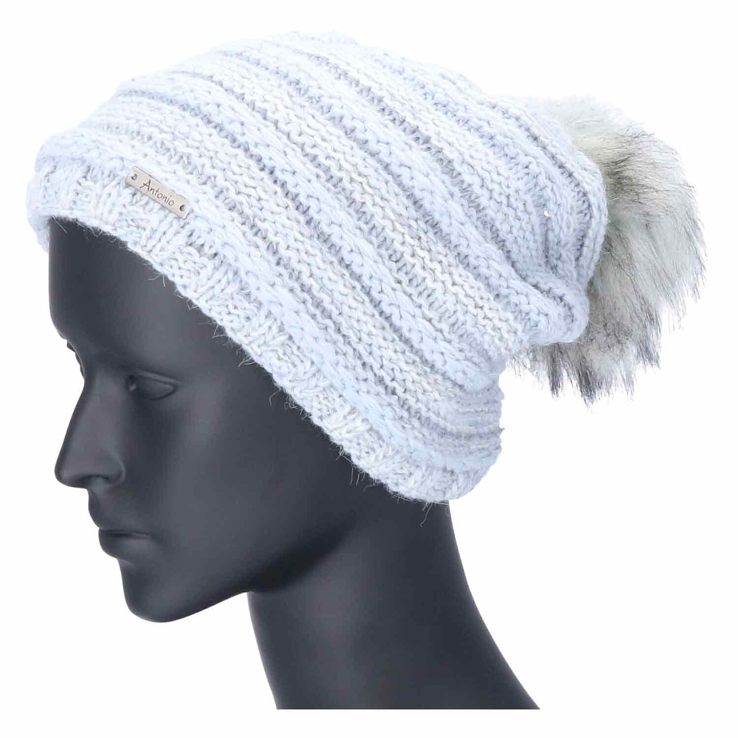 Antonio Strickmütze Antonio Strick Mütze Beanie mit Bommel blau (1-St) günstig online kaufen