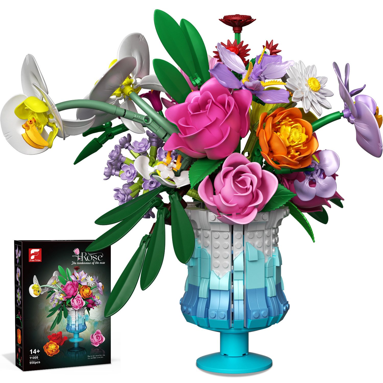 Esun Blumensträuße Bausteine Blume Set, Blumen und Pflanzen Serie Spielbausteine, (Set, 956 St., Komplettset), Home Deko Muttertag Geburtstag Valentinstag 956 St