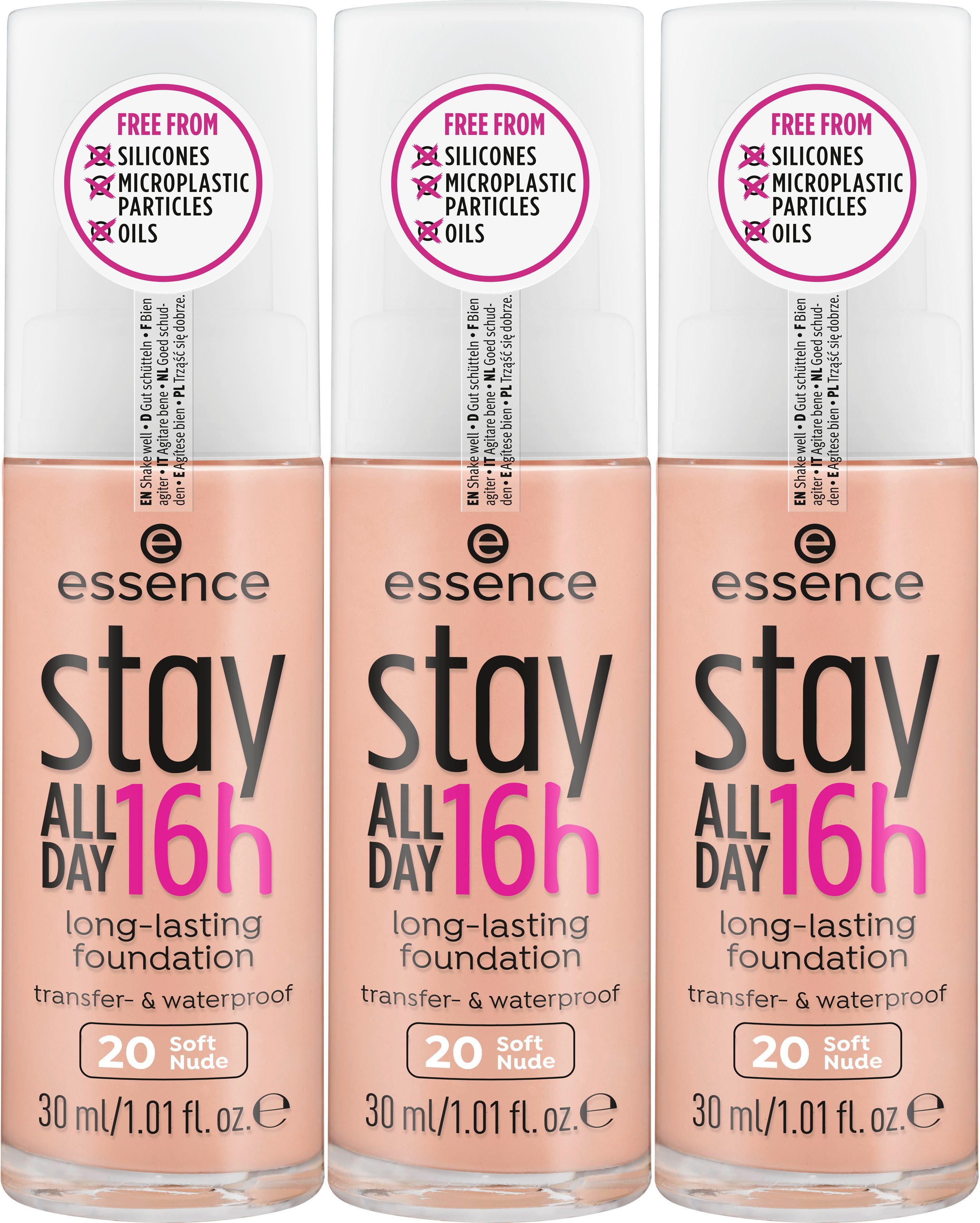 Essence Foundation stay ALL DAY 16h long-lasting, 3-tlg. Soft Nude