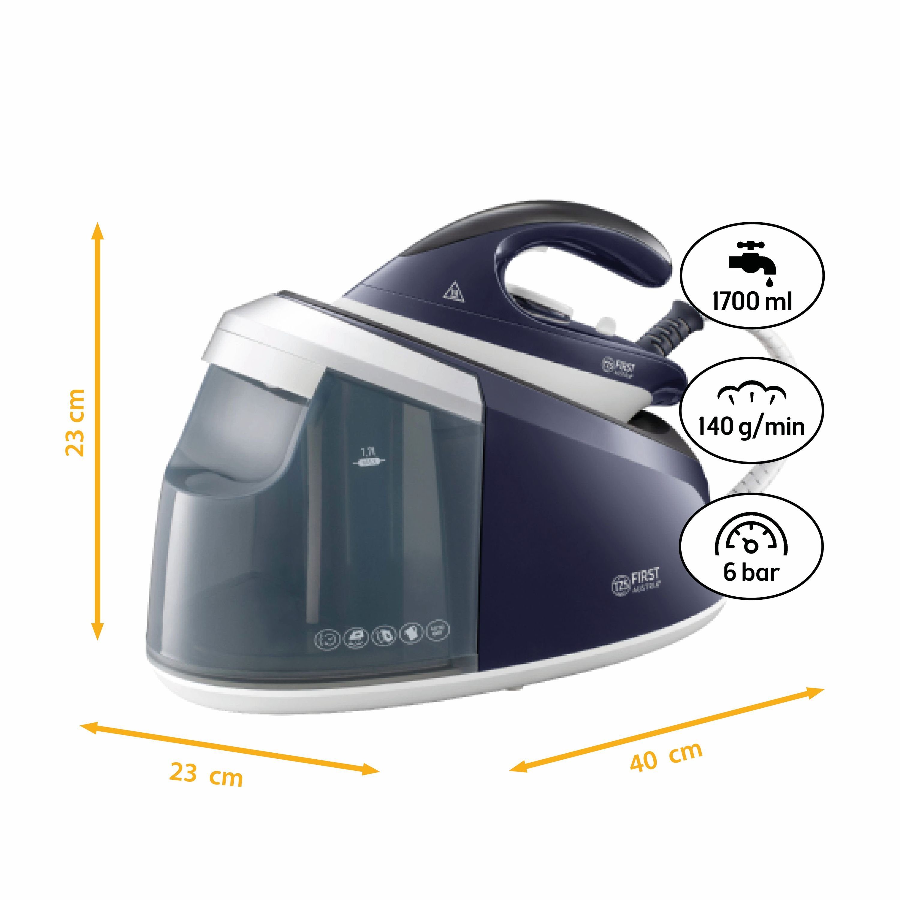 TZS FIRST AUSTRIA Dampfbügelstation 3000W, 6 bar Druck, 140g/min, 4,5g Dampfstoß, 1700ml Wassertank, Keramiksohle, Vertikaldampf, Antikalk, Bedienung per Druckknopf