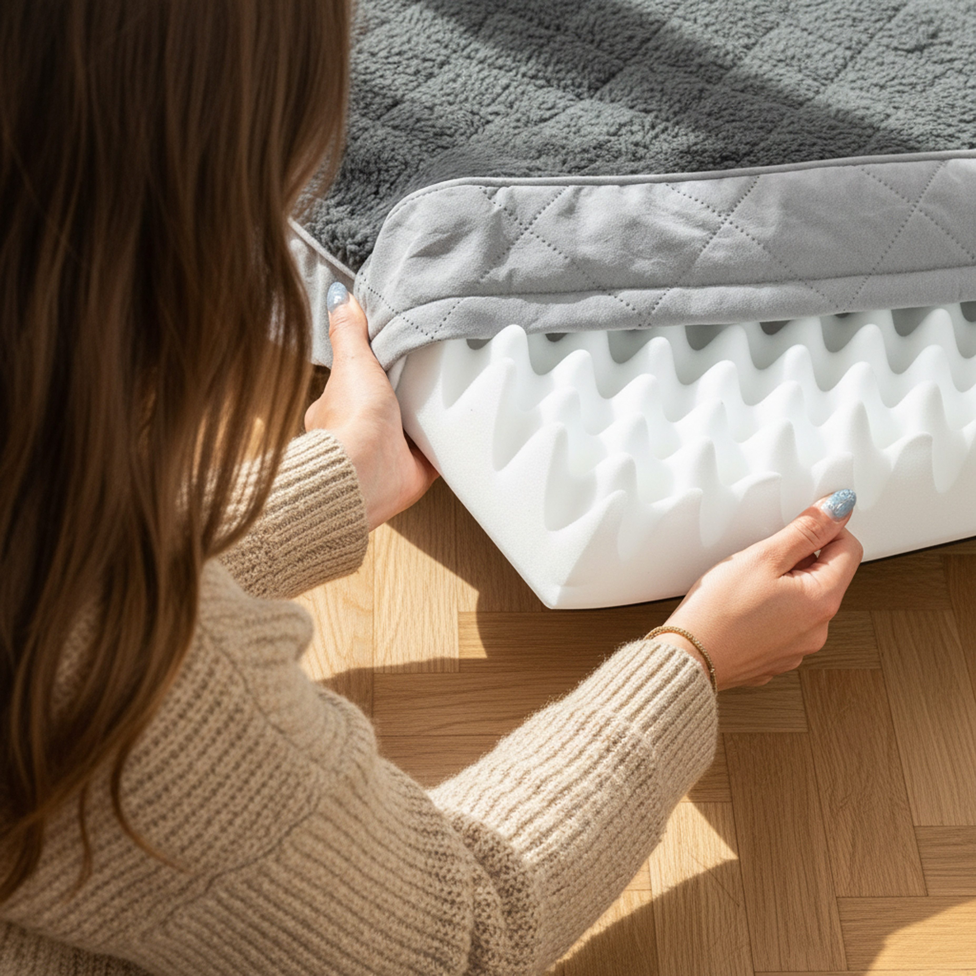 belviona Hundematte mit waschbarem Bezug, Wildlederimitat, Plüsch, Hundematratze weich & stabil, mit Tragegriff