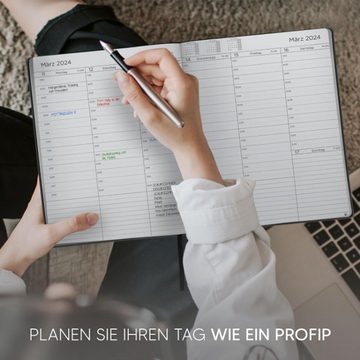 KINSI Notizbuch Tagebuch A5 Ringbuch,Monatsplaner Wochenkalender Buch,Agenda Notizen, Zur Aufzeichnung von Ereignissen/Feiertagen (mit 2 Etikettenblättern)