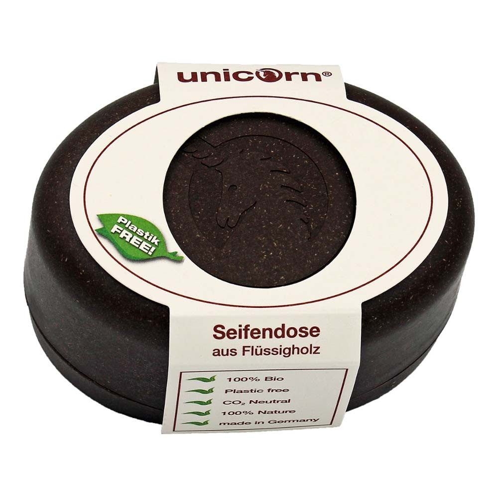 unicorn Seifenhalter Seifendose Flüssigholz - kokosbraun groß