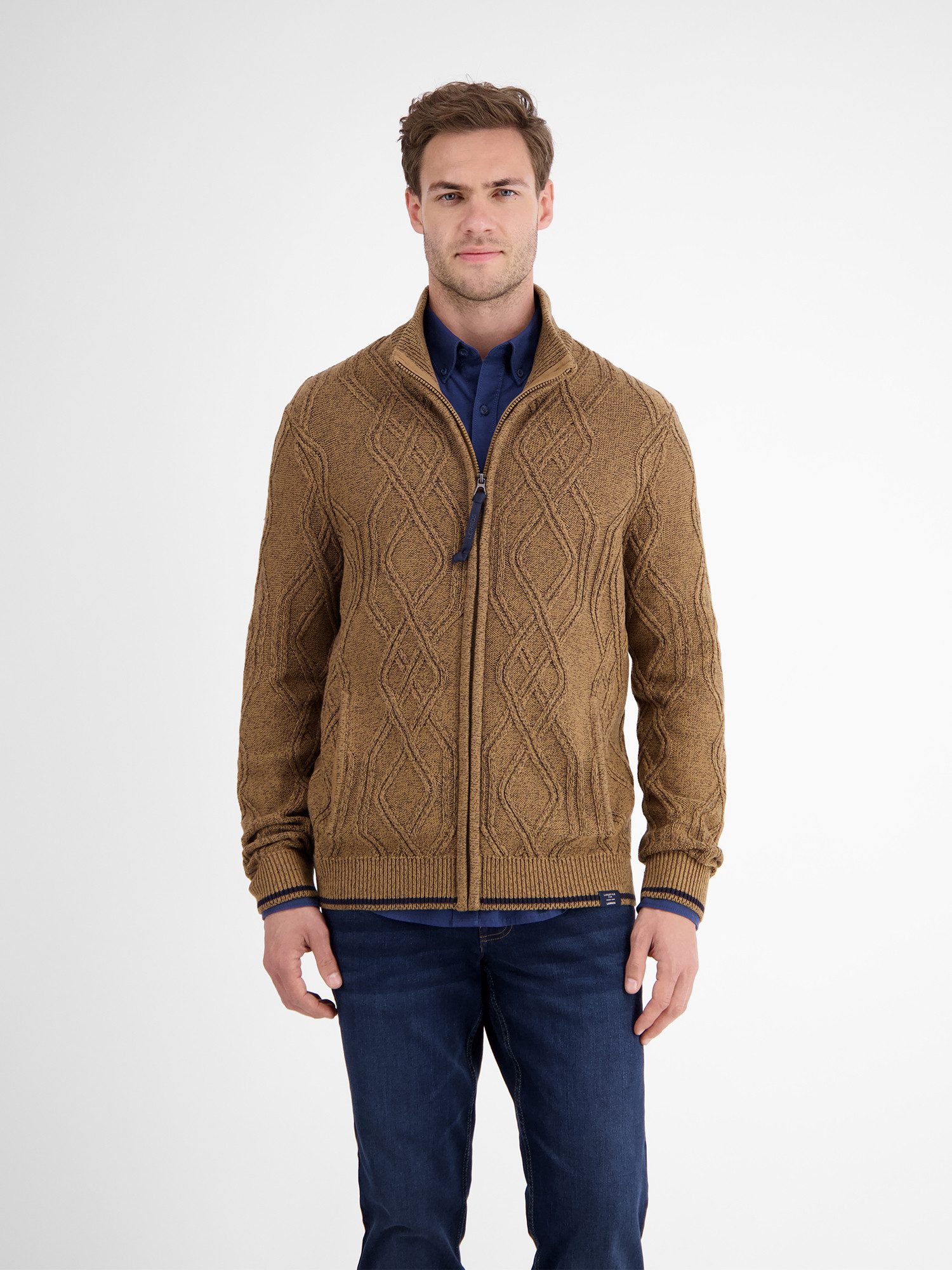 LERROS Strickjacke LERROS Herren-Strickjacke mit Zopfmuster