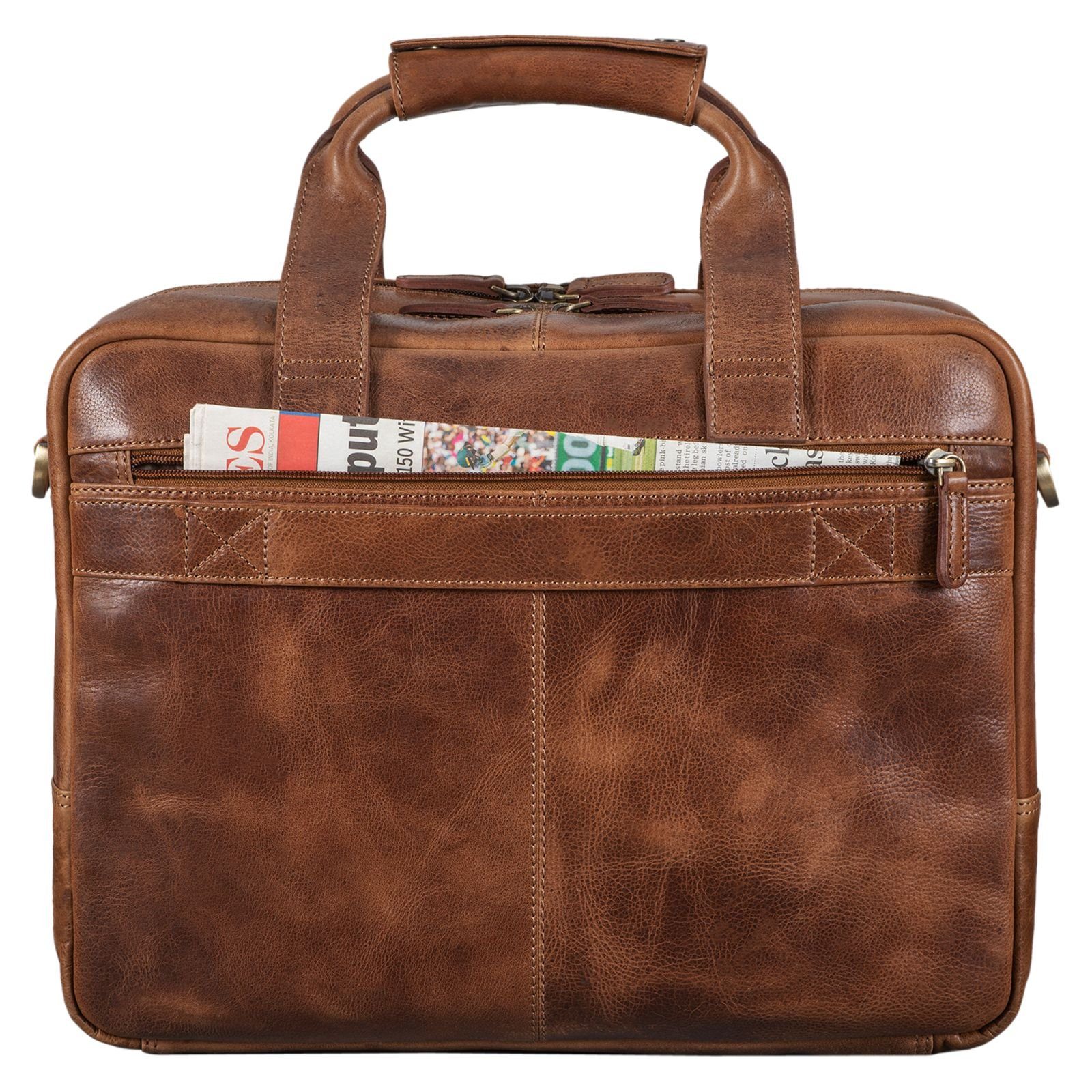 Leder Vintage STILORD Lehrertasche braun Aktentasche groß "Experience" napoli -