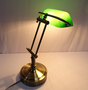 Linoows Tischleuchte Bankerlampe Bürolampe Art Deco Schreibtisch Lampe, ohne Leuchtmittel, je nach Leuchtmittel, Altmessing Tisch Lampe