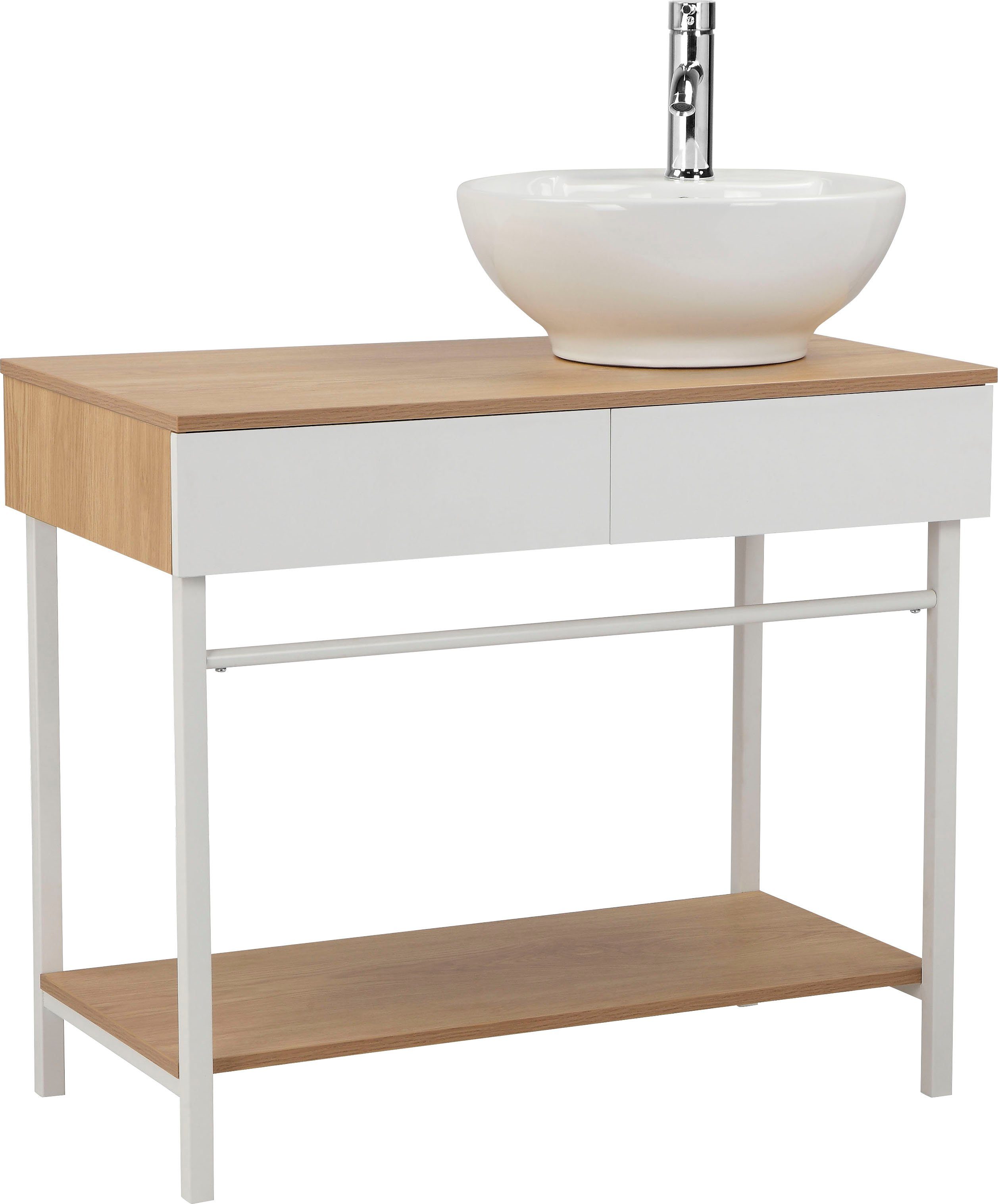 welltime Waschtisch Haarlem (Set), Breite 88cm, Badmöbel inkl. Waschbecken, Metall. Reduzierter Preis € 199,99. Unverbindliche Preisempfehlung € 389,99