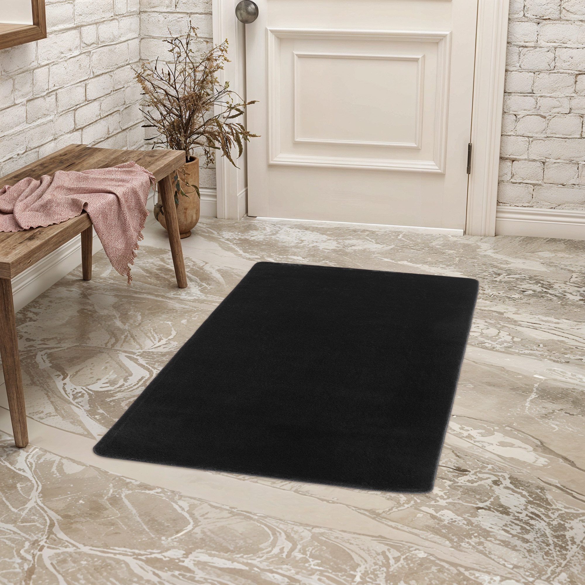 Teppium Teppich Unicolor - Einfarbig, Läufer, Höhe: 11 mm, Kurzflor Teppich Anti-Rutsch Rückseite Waschbar Flauschiger