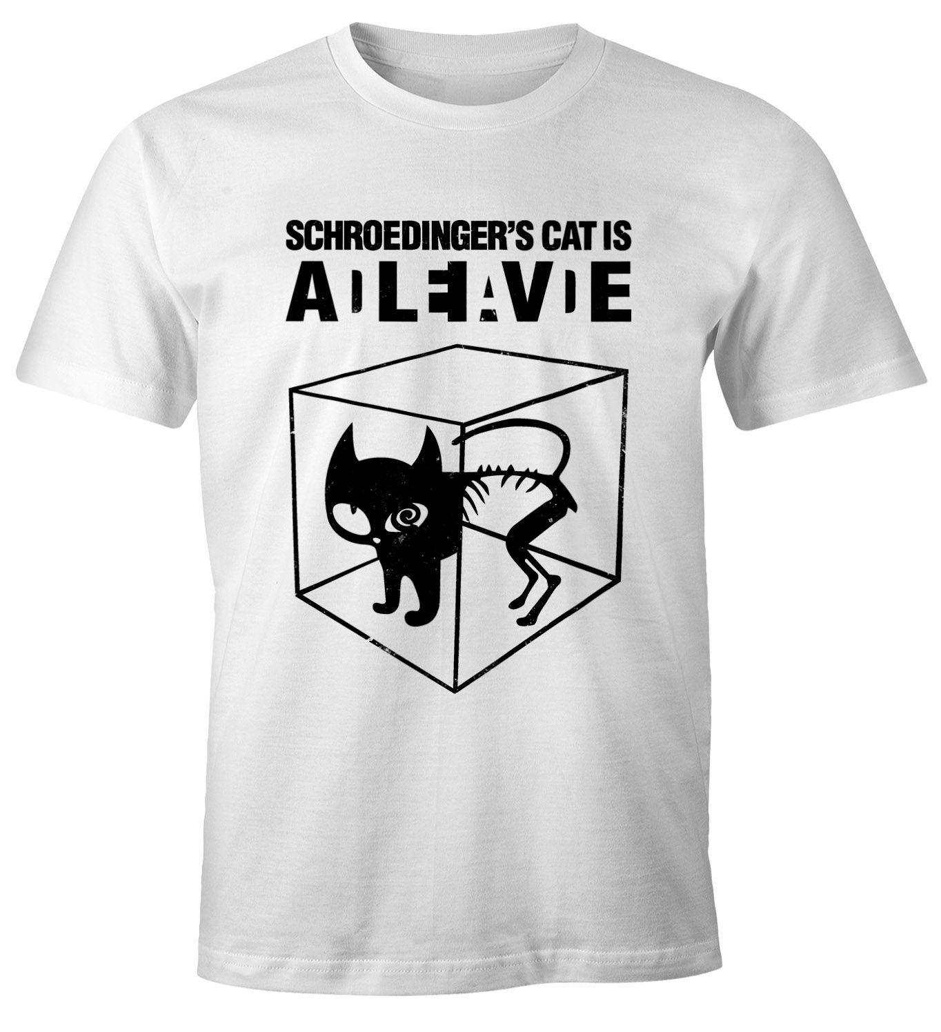 Print-Shirt Schroedingers Katze Herren T-Shirt Fun-Shirt Moonworks®