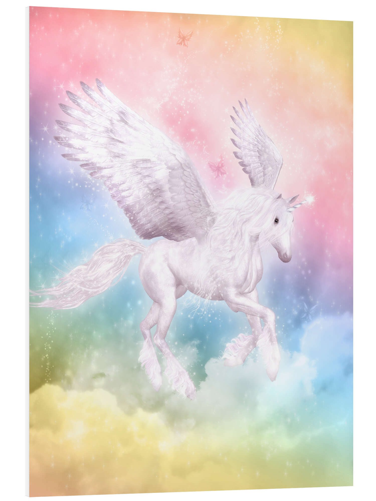 Posterlounge Forex-Bild Dolphins DreamDesign, Einhorn Pegasus, große Träume, Kinderzimmer Illustration