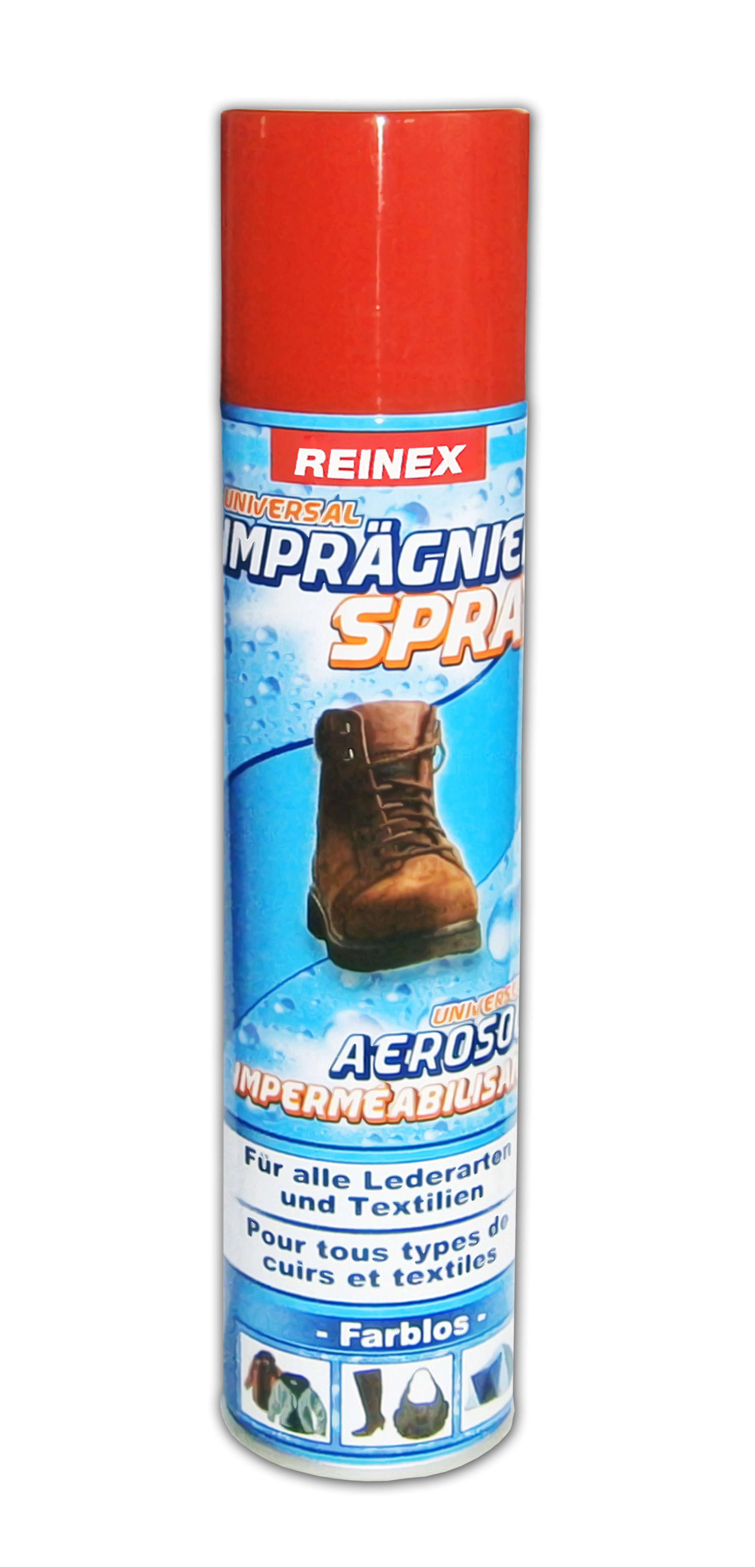 Reinex 1x IMPRÄGNIER SPRAY 400ml Impregnierspray Textilschutz 4 (1 Dose) Imprägnierspray (1 St), Lederschutz Zelt Boot Imprägniermittel Pflege Schuhe Leder Textil