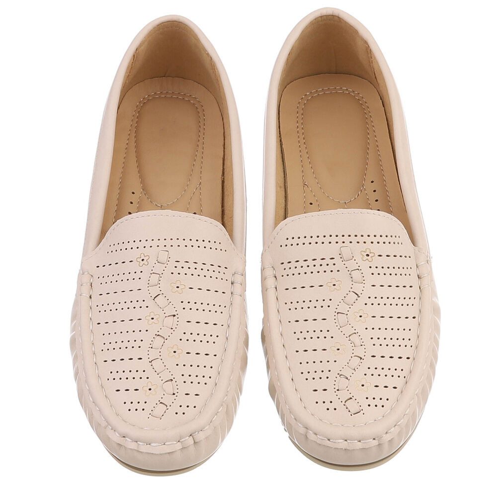 Ital-Design Damen Slipper mit erhöhtem Tragekomfort und Luftdurchlässigkeit Slipper (91512568) Flach Mokassins in Beige – Bild 4 von 5