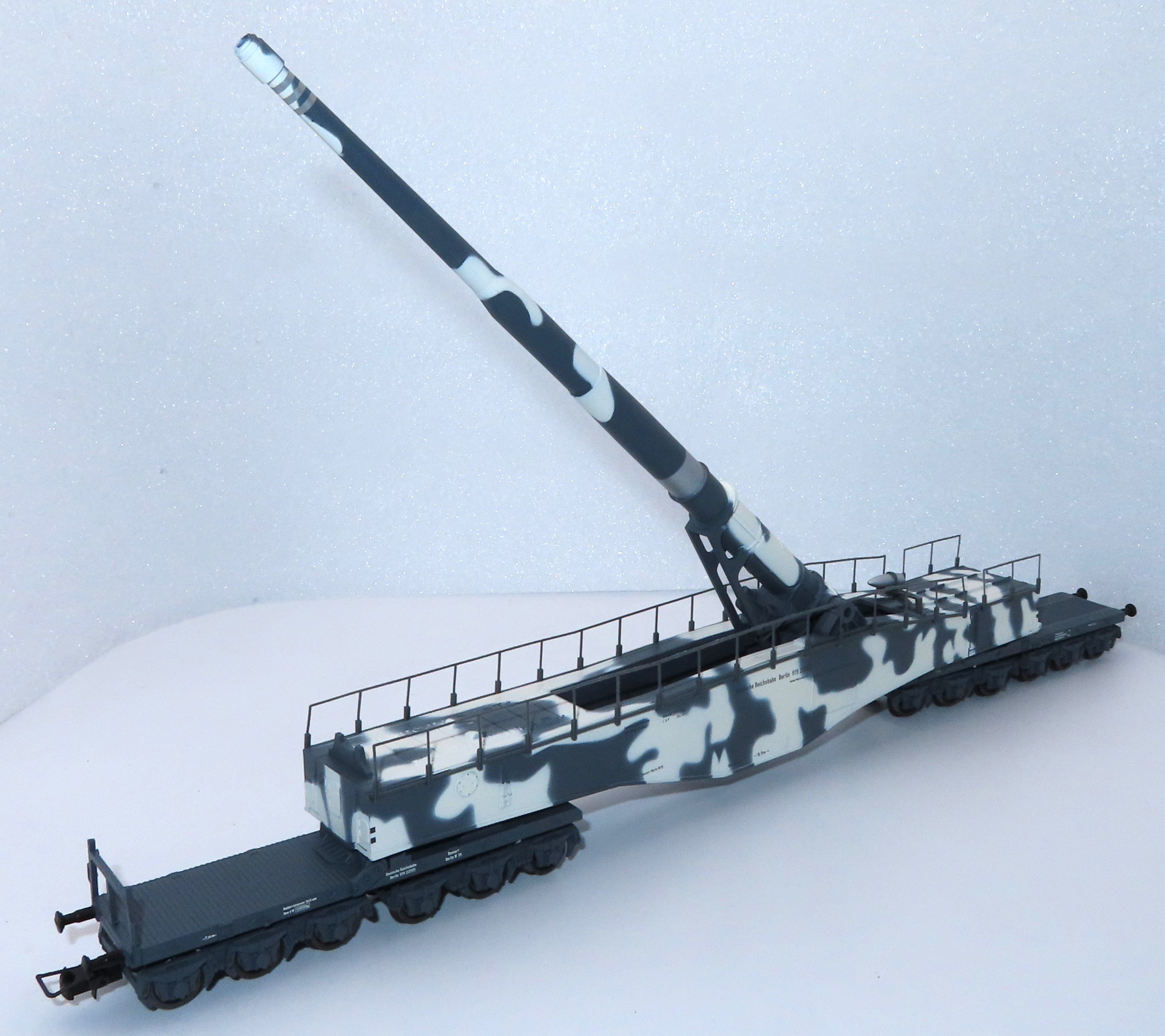 Modelleisenbahn-Set Rivarossi HR S 6640 H0 Eisenbahngeschütz Krupp K5 Wintertarn DR EP II