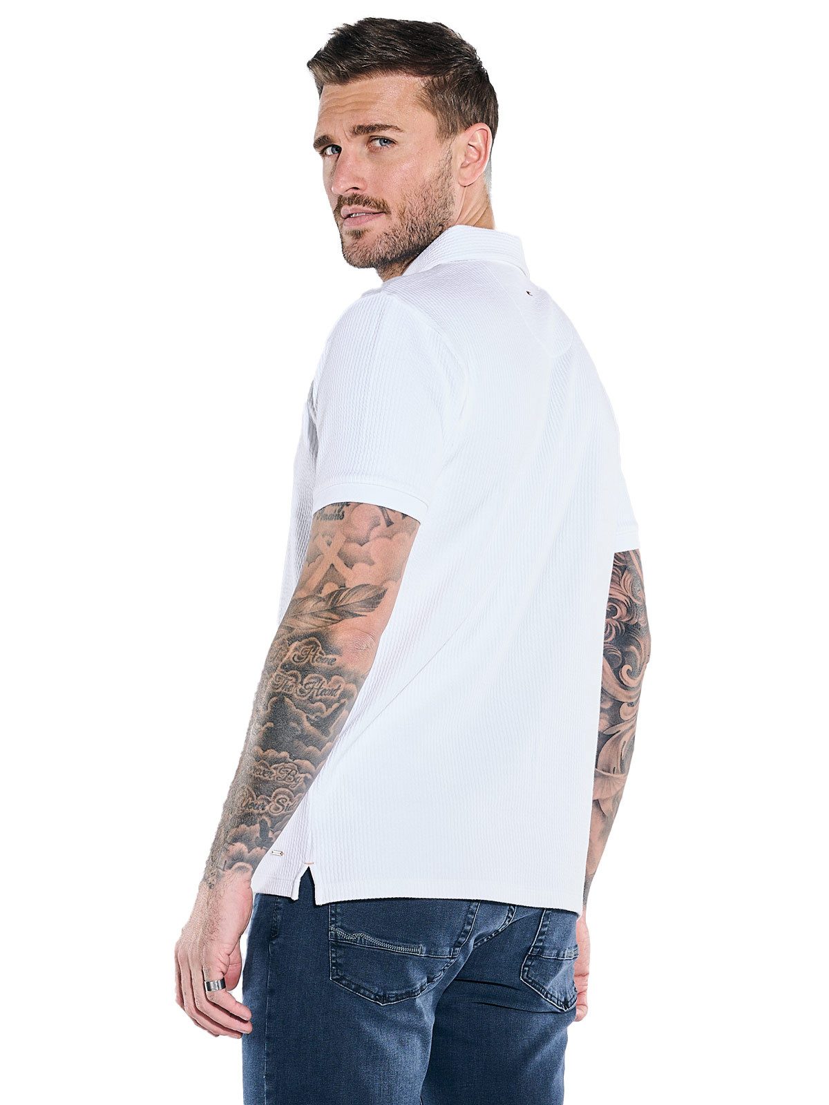 emilio adani Poloshirt Herren Polo-Shirt strukturiert, Reinweiss
