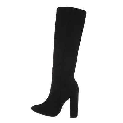 Ital-Design Damen Elegant Сапоги Blockabsatz High-Heel Сапоги in Schwarz