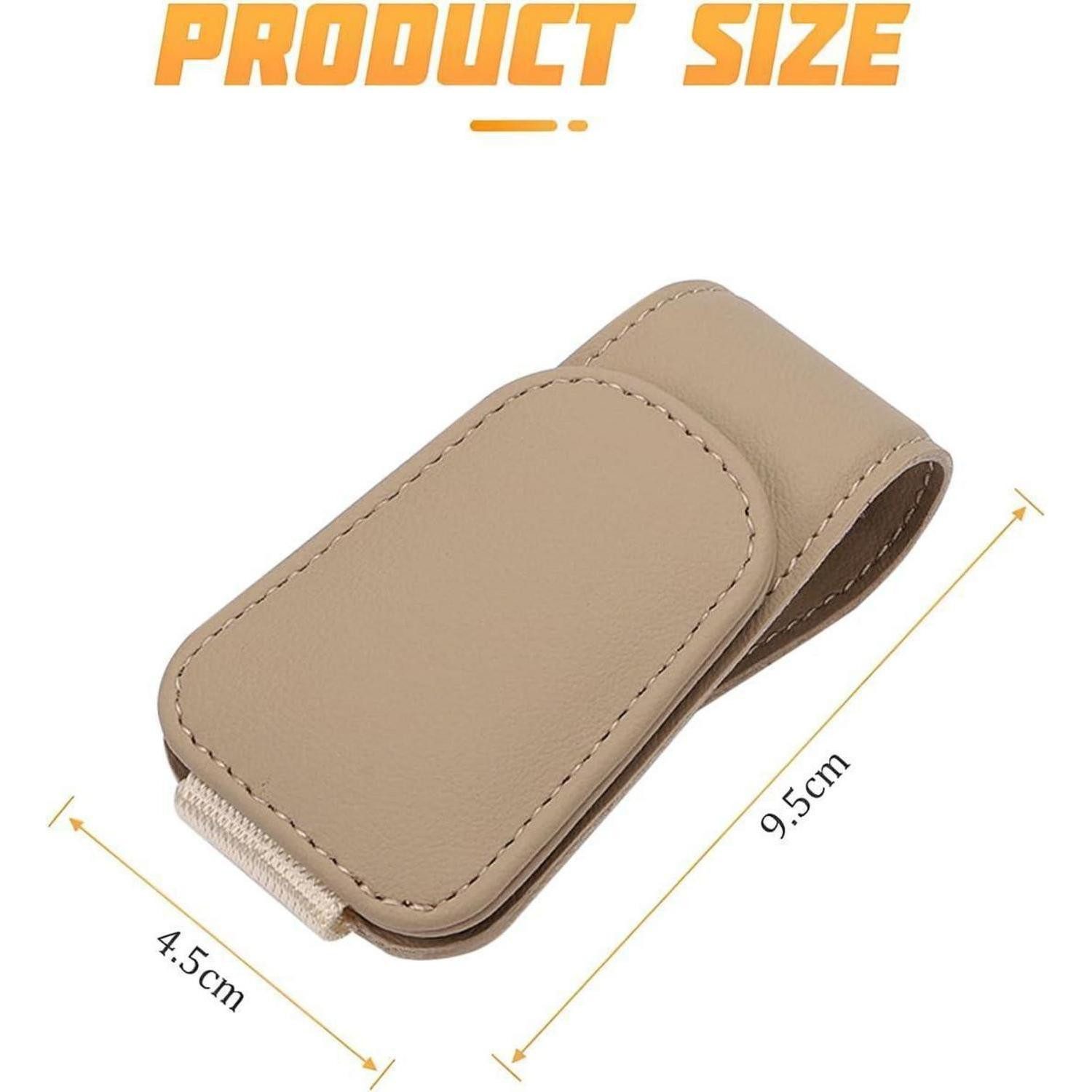 LuxusKollektion Auto-Fußmatten Brillenhalter Auto Sonnenblende Visier Magnet Leder Clip Beige