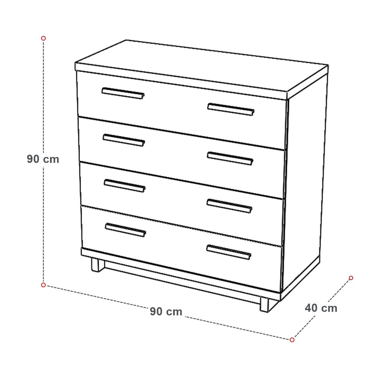 HAUSELEMENT Kommode INES IN-02, Sideboard 90 cm mit 4 Schubladen Schrank Loft