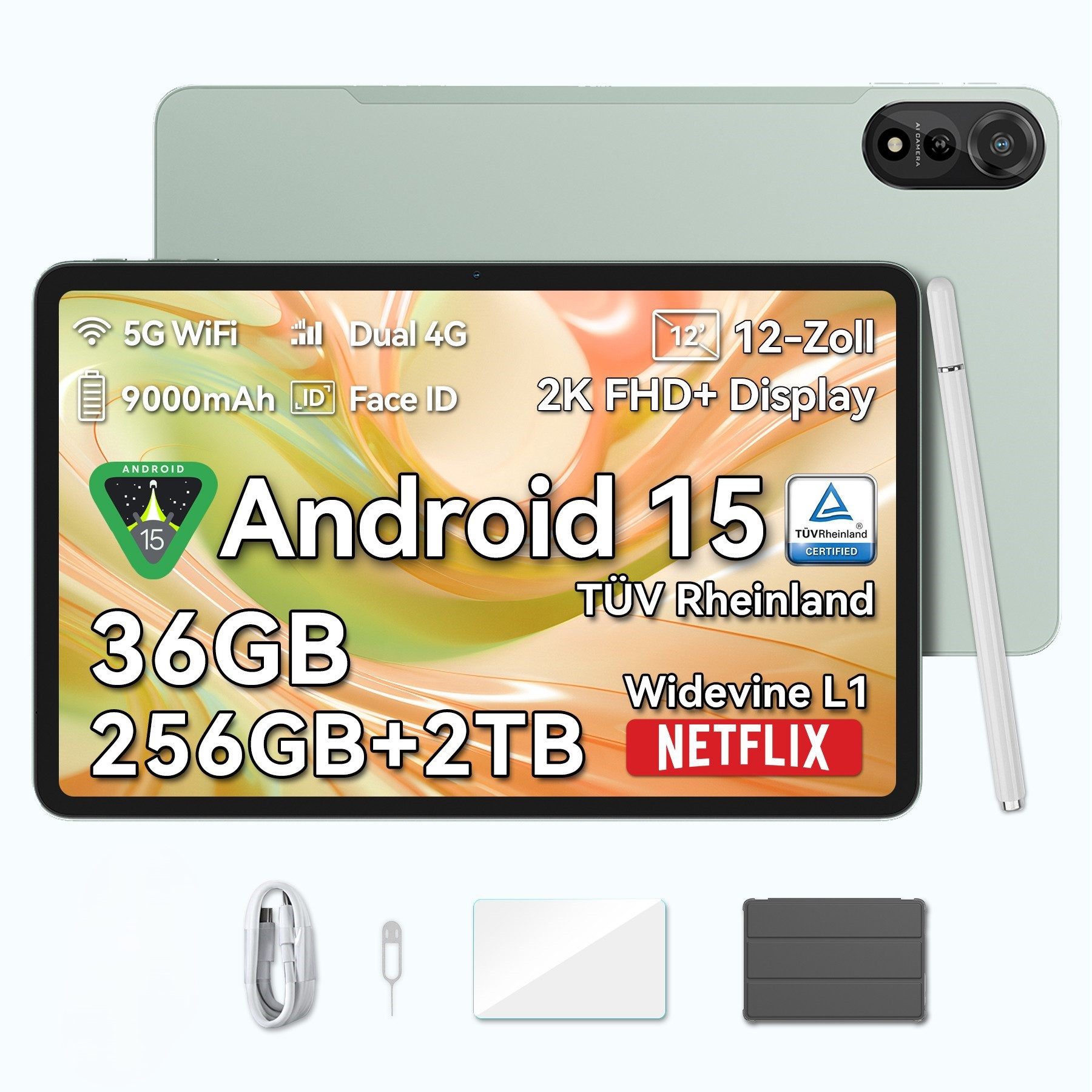 blackview 2026 Mega2 128/256GB 4G Android 15 2,4K Tablet (12", 128 GB, Android 15, 4G (LTE), 5G WiFi, 2.4K, Android 15, 9000mAh, 4G LTE, 128/256GB)