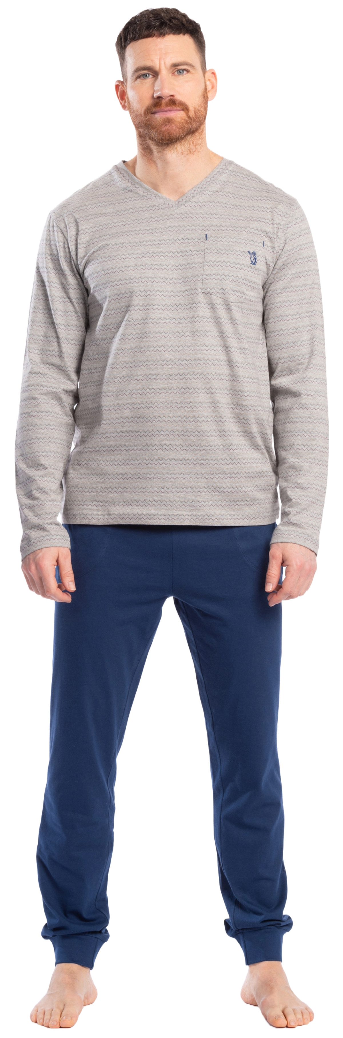 Schlafanzug Herren Pyjama lang