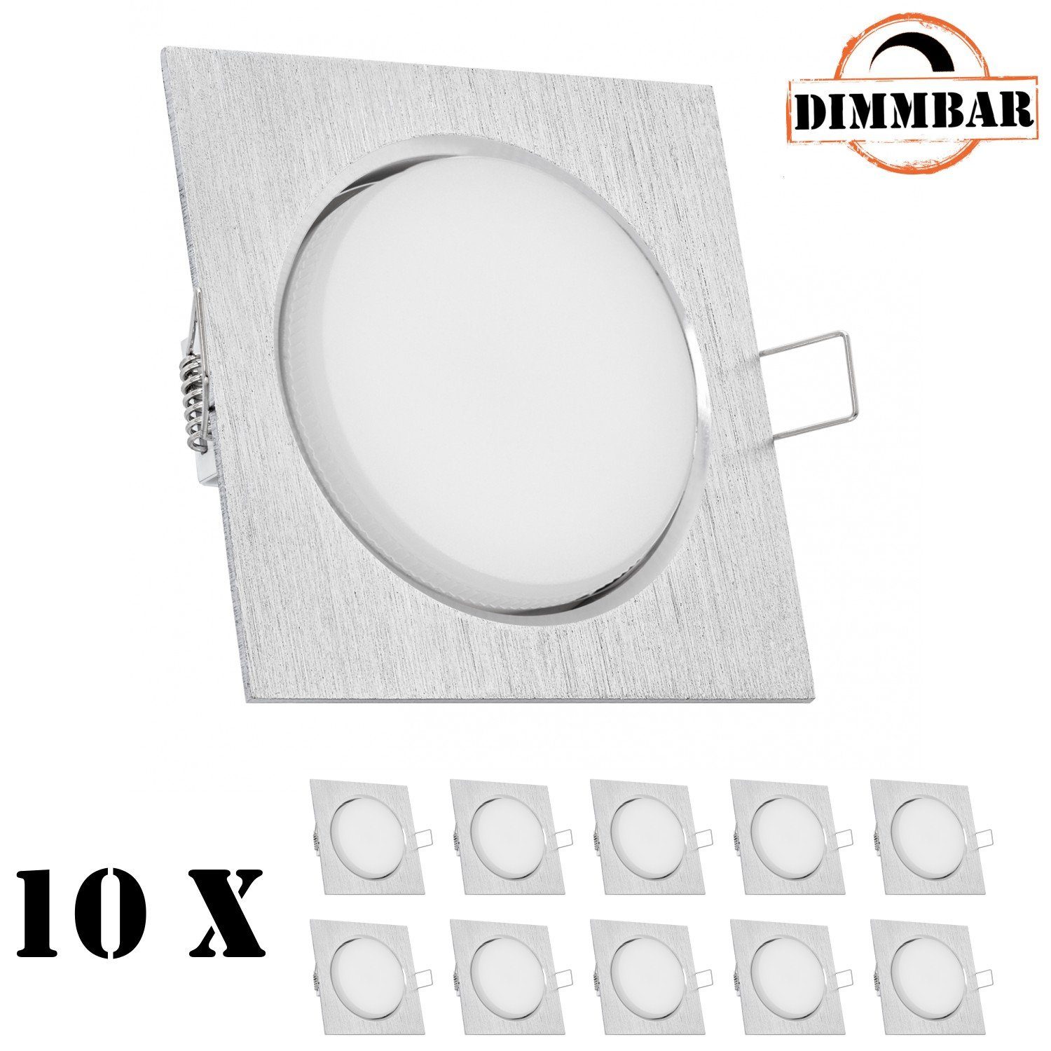 - LED Set 4000 Einbaustrahler aluminium LEDANDO LED (neutralweiß) - 10er GX53 in Einbaustrahler K