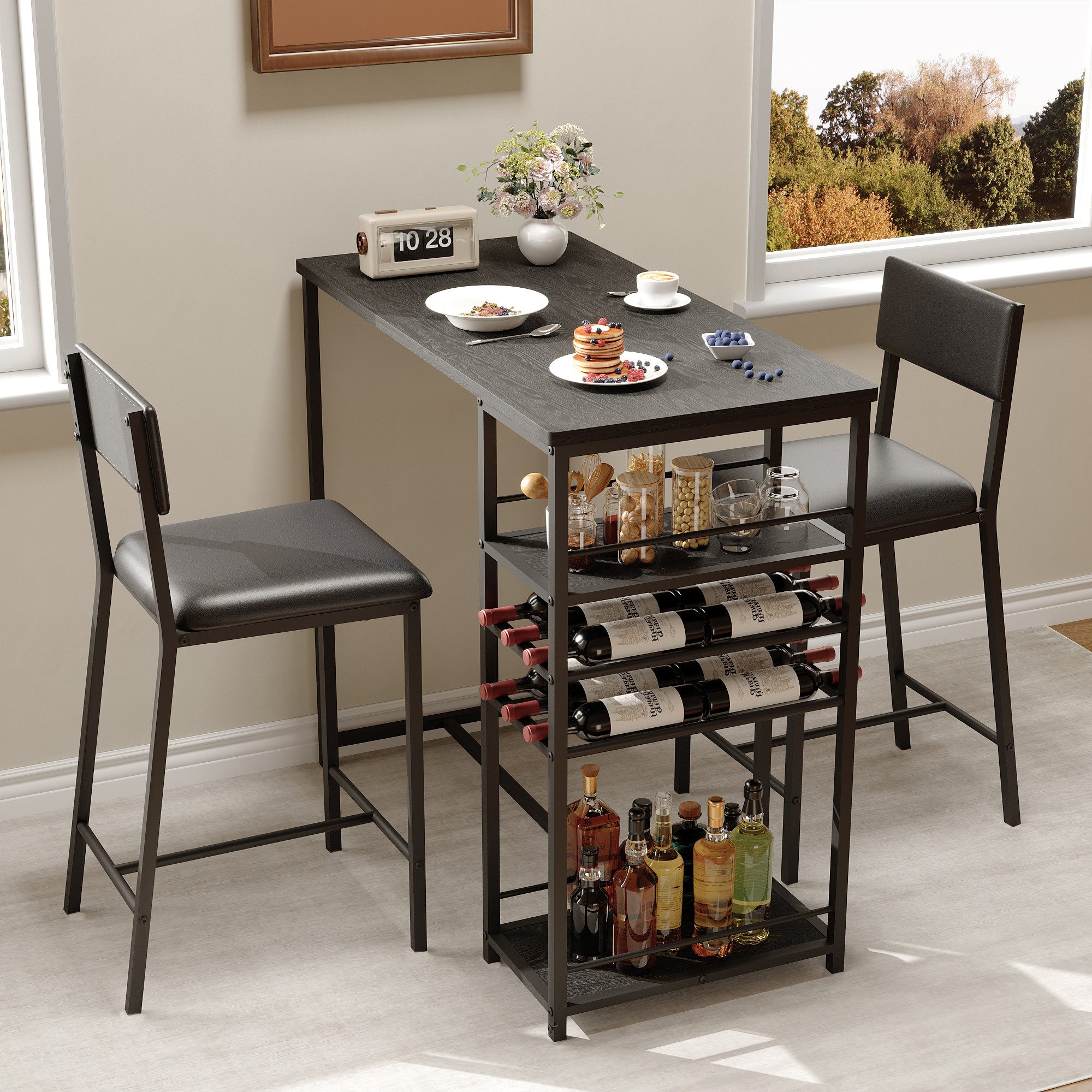 GarveeMore Essgruppe Esstisch-Set für 2, Bartisch mit 3 Ablagen Esstisch mi günstig online kaufen