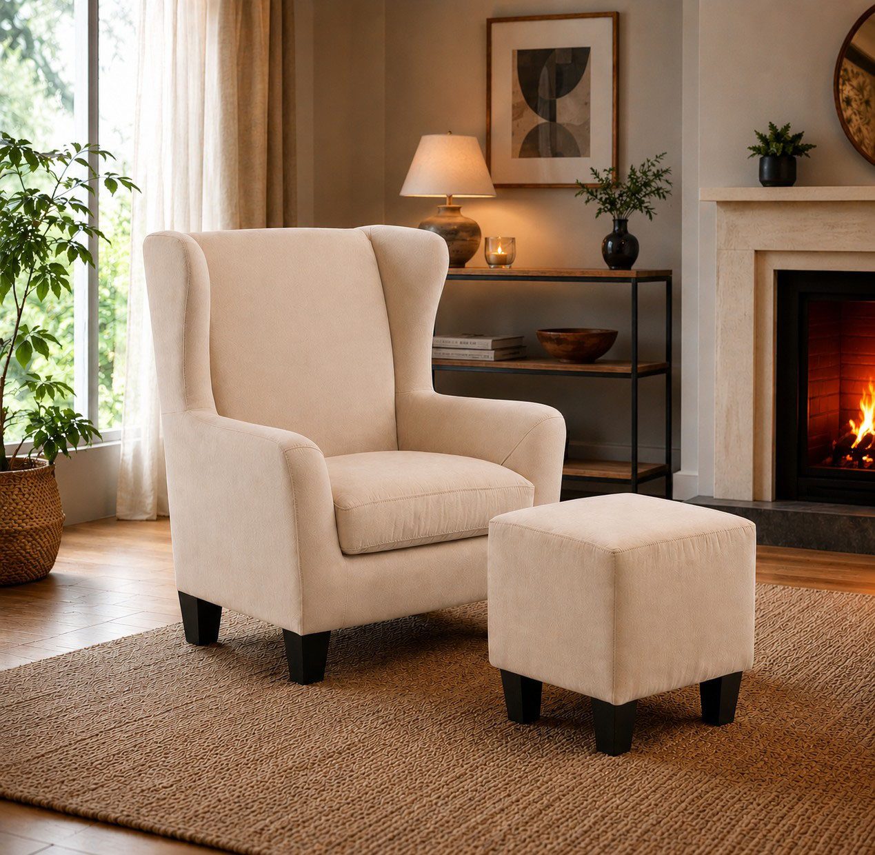 OTTO home Ohrensessel CHILLY, Microfaser-Bezug, Sessel mit Hocker (Set, 2-St., bestehend aus Sessel und Hocker), Unser Dauertiefpreis