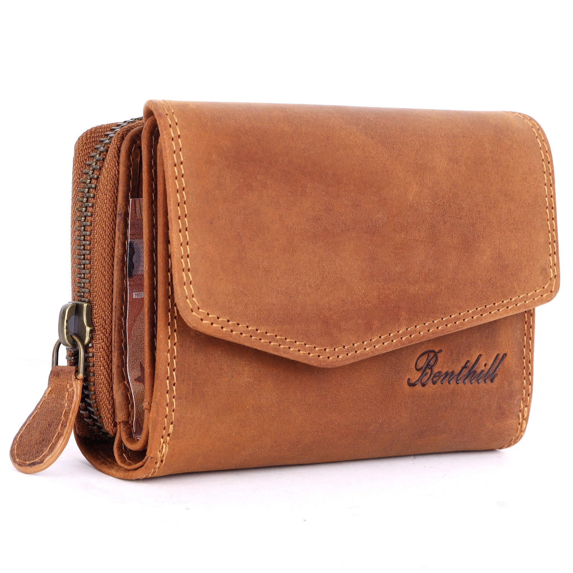 Benthill Geldbörse Damen Echt-Leder Portemonnaie RFID Portmonee viel Karten günstig online kaufen