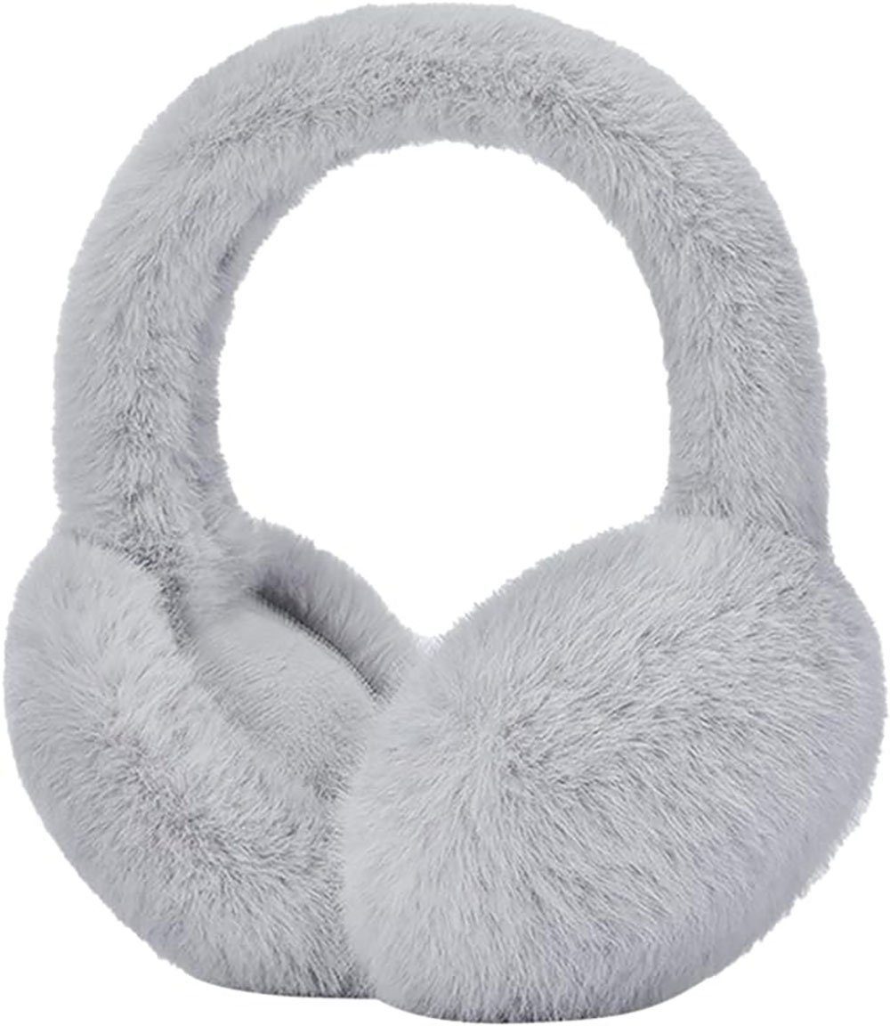 Ohrenmütze LENBEST Kunstpelz (1-St) Grau Gestrickte Mode Plüsch Ohrenschützer Ohrenwärmer