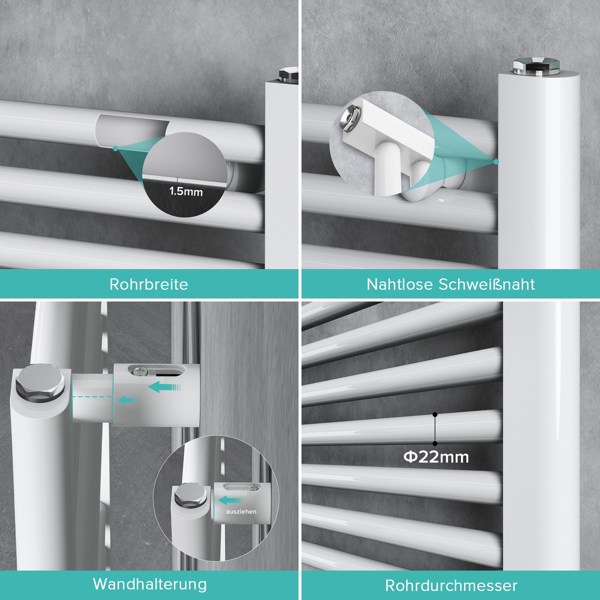 doporro Badheizkörper Mittelanschluss Seitenanschss Handtuchwärmer Röhrenhe günstig online kaufen