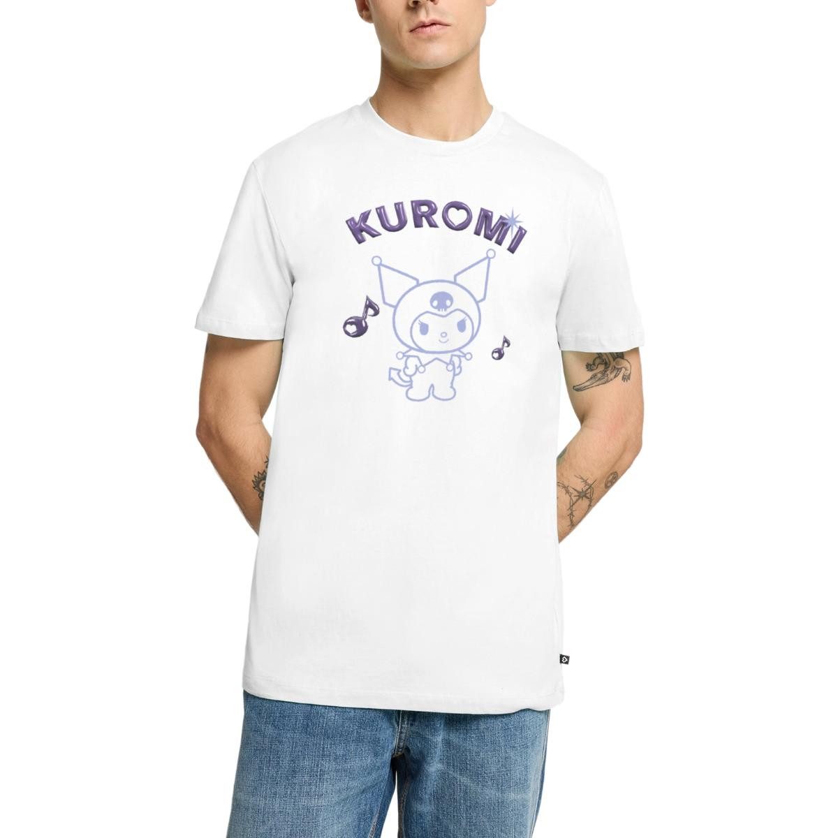 T-Shirt Kuromi Outline Mit Chrome Schriftzug Männer Premium T-Shirt