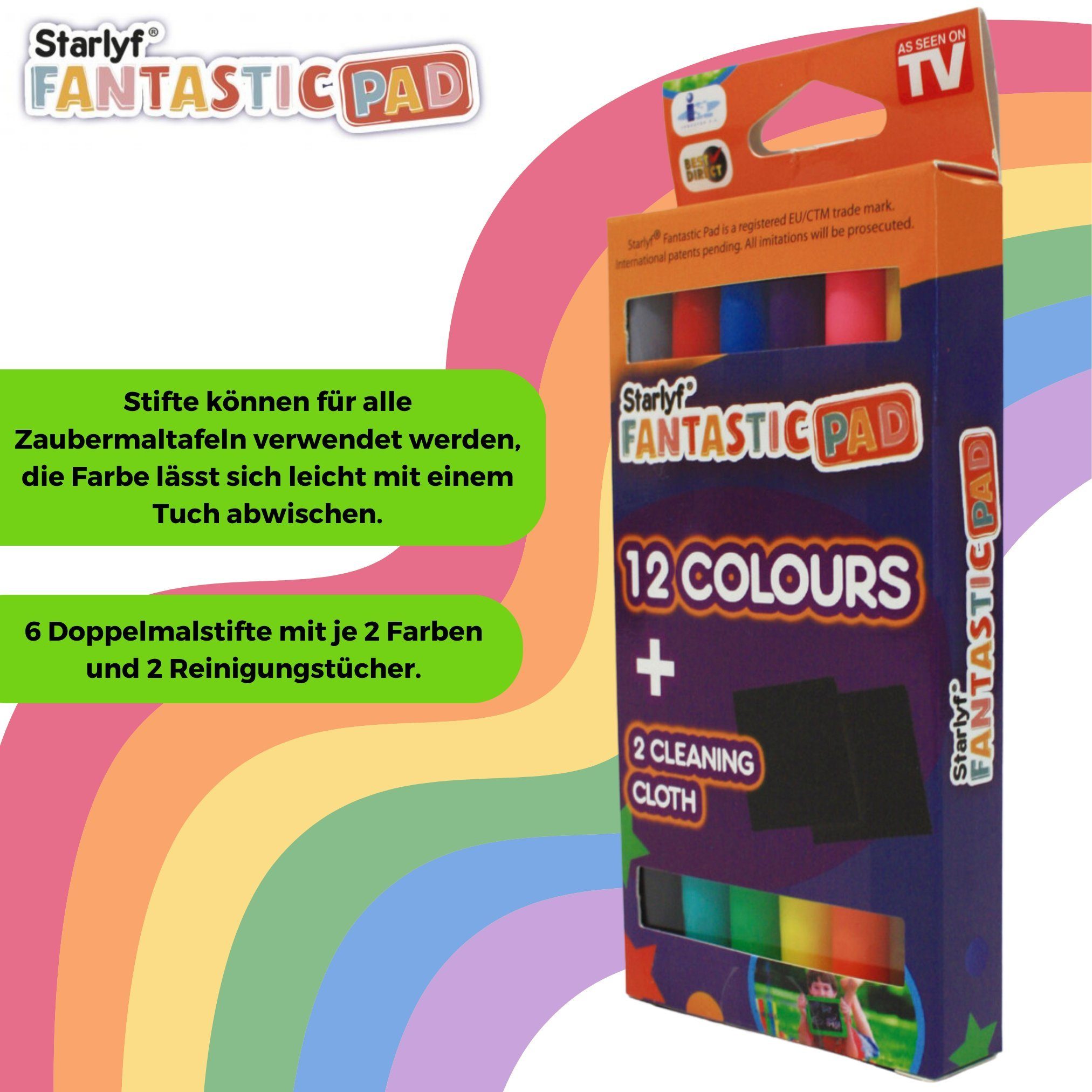 Starlyf Malstift 1er Farben verschiedenen 2er Pad 12-tlg., (Spar-Set, Bunt Malpad, oder Ersatzstifte Fantastic 12 Pack), Zubehör