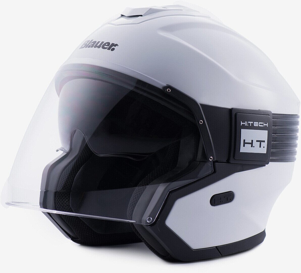 Blauer Motorradhelm Hacker BTR Jethelm, vorbereitet für Kommunikationssystem,integriertes Sonnenvisier