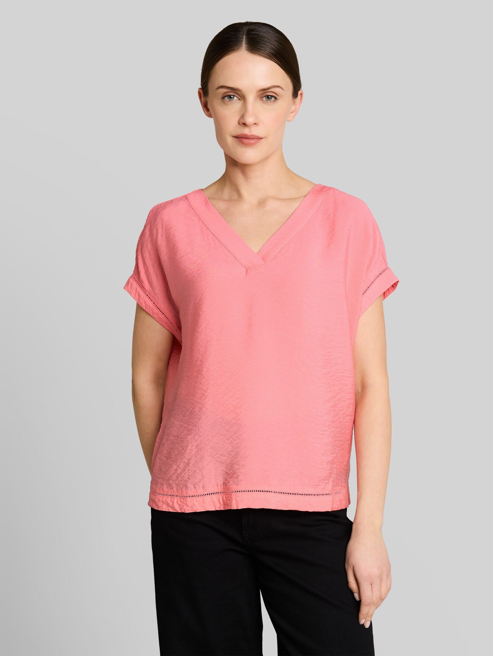 TOM TAILOR Kurzarmbluse Blusen & Shirts Loose Fit Bluse mit V-Ausschnitt