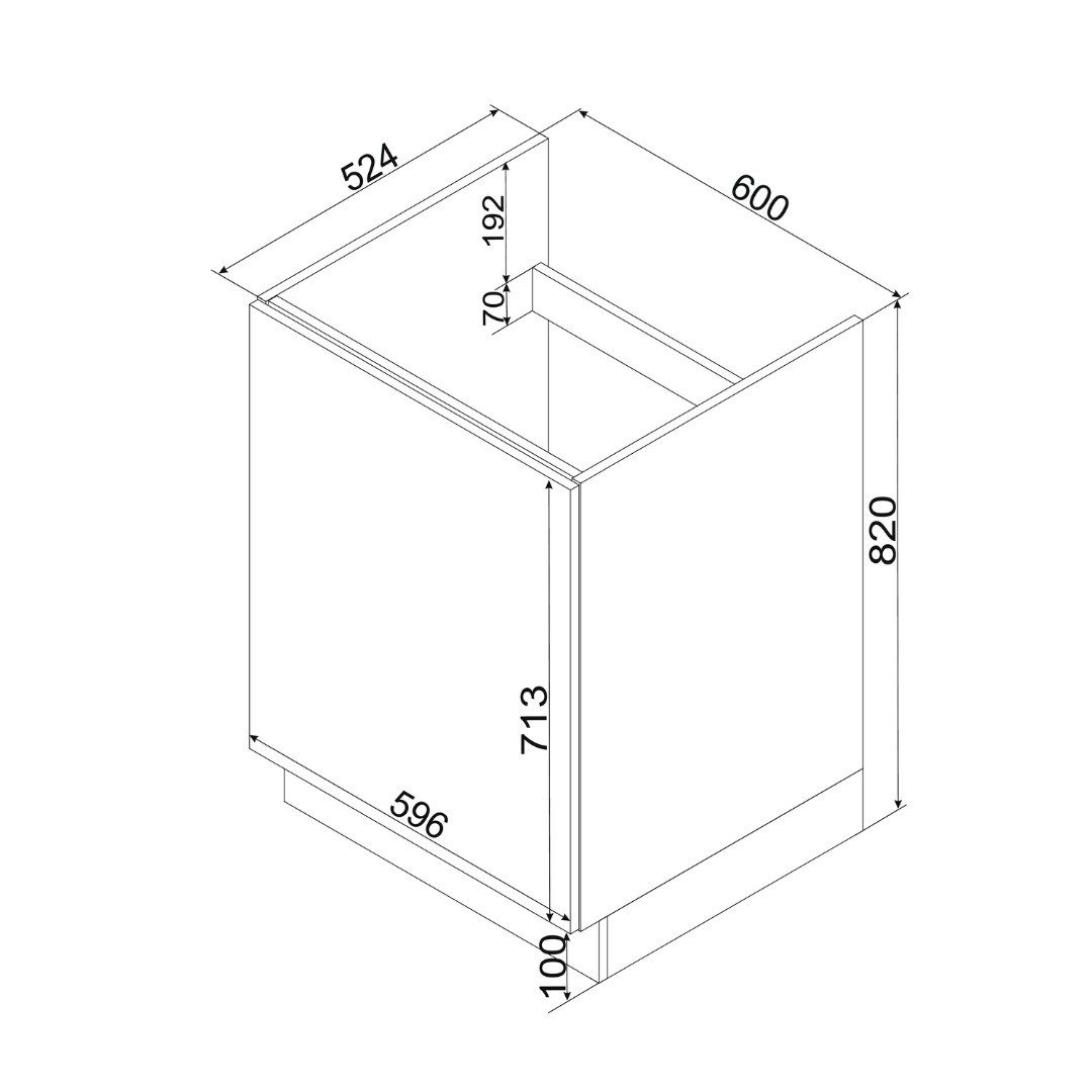 ROYAL24_MARKT Spülenunterschrank D60ZL S/1 - Zivora - Ordnung und Komfort im Küchenalltag (Küchen Spülenunterschrank, 1-St., Premium - Zivora) Premium - Modern - Exzellent