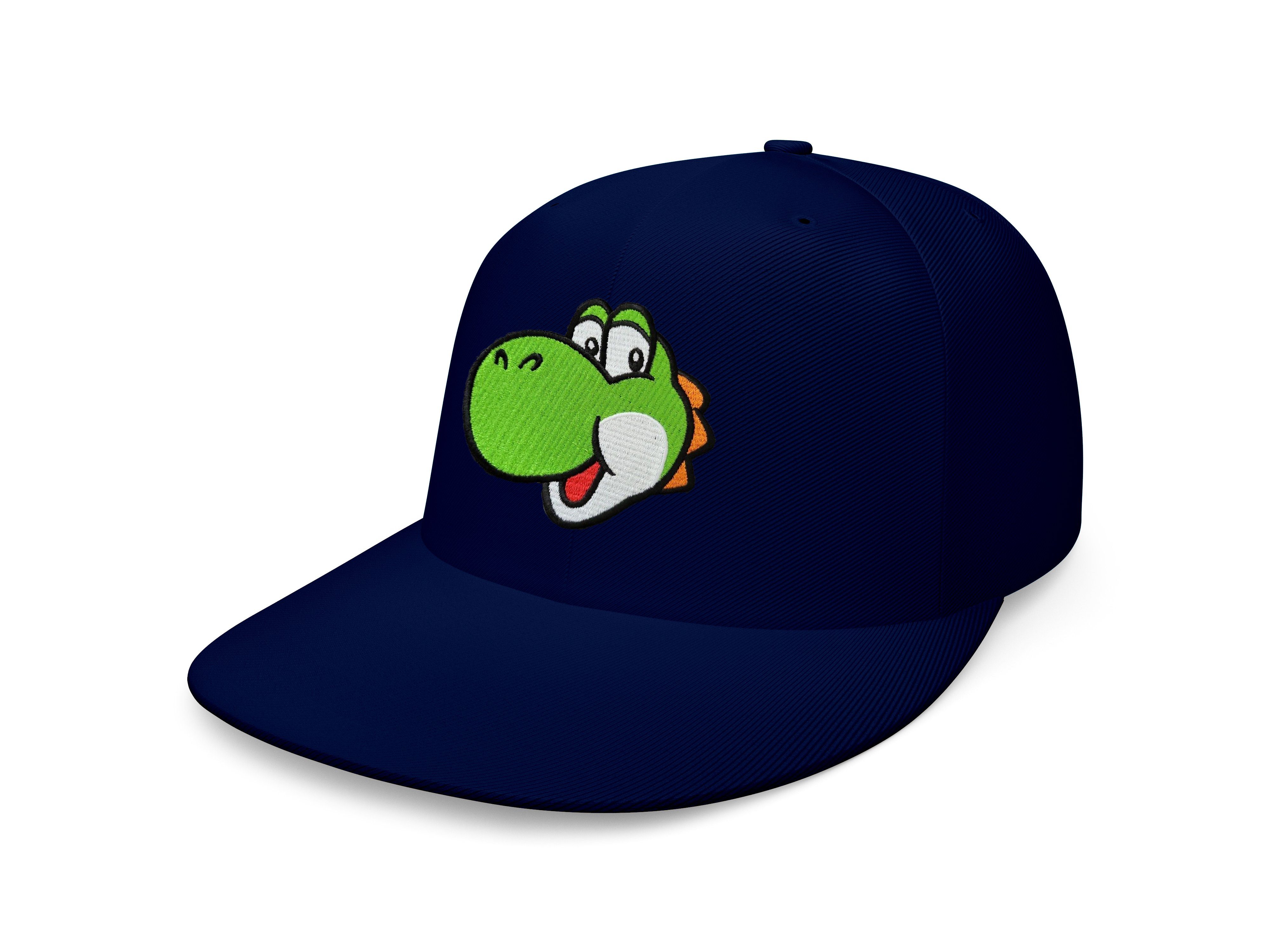 Blondie & Brownie Baseball Cap Unisex Erwachsene Yoshi Face Stick Patch Mario Luigi Nintendo Snapback Navyblau