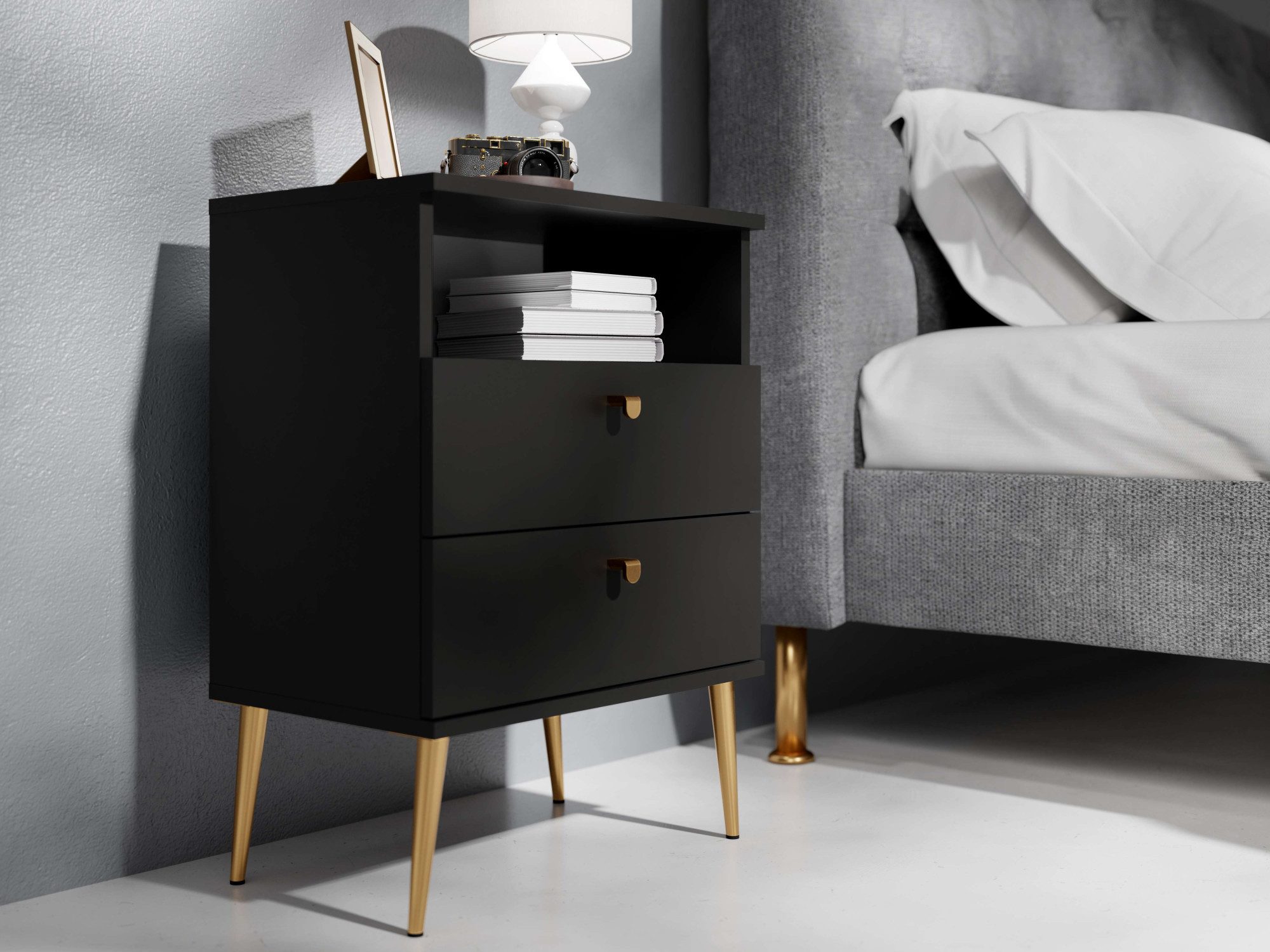 Home affaire Nachttisch Elyria, Metallgriffe, FSC-zertifizierter Holzwerkst günstig online kaufen