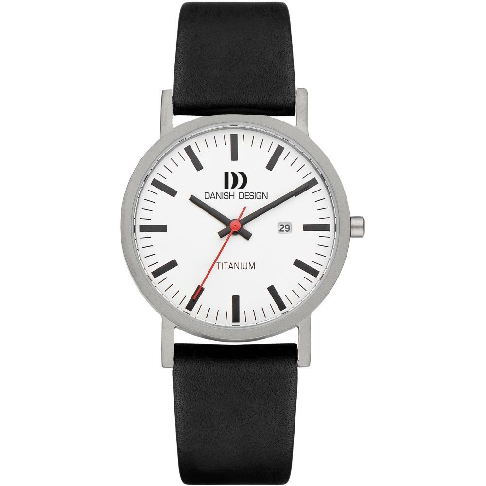 Danish Design Titanuhr DANISH DESIGN Herren Armbanduhr RHINE IQ12Q1273 weiß D.39 mm Lederband