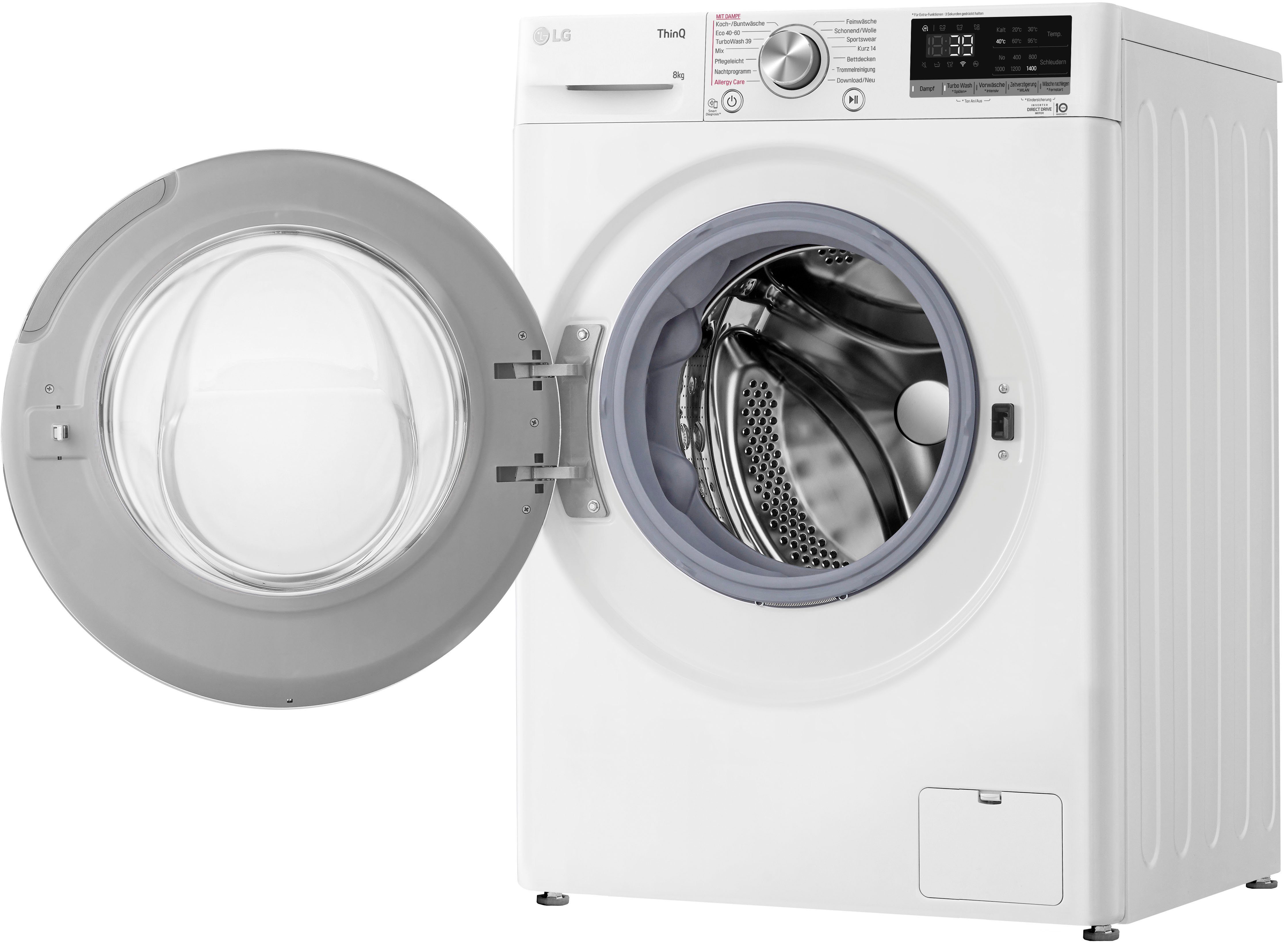 LG Waschmaschine Serie 7 F4WV708P1E, 8 kg, 1400 U/min, TurboWash® - Waschen in nur 39 Minuten – Bild 5 von 5