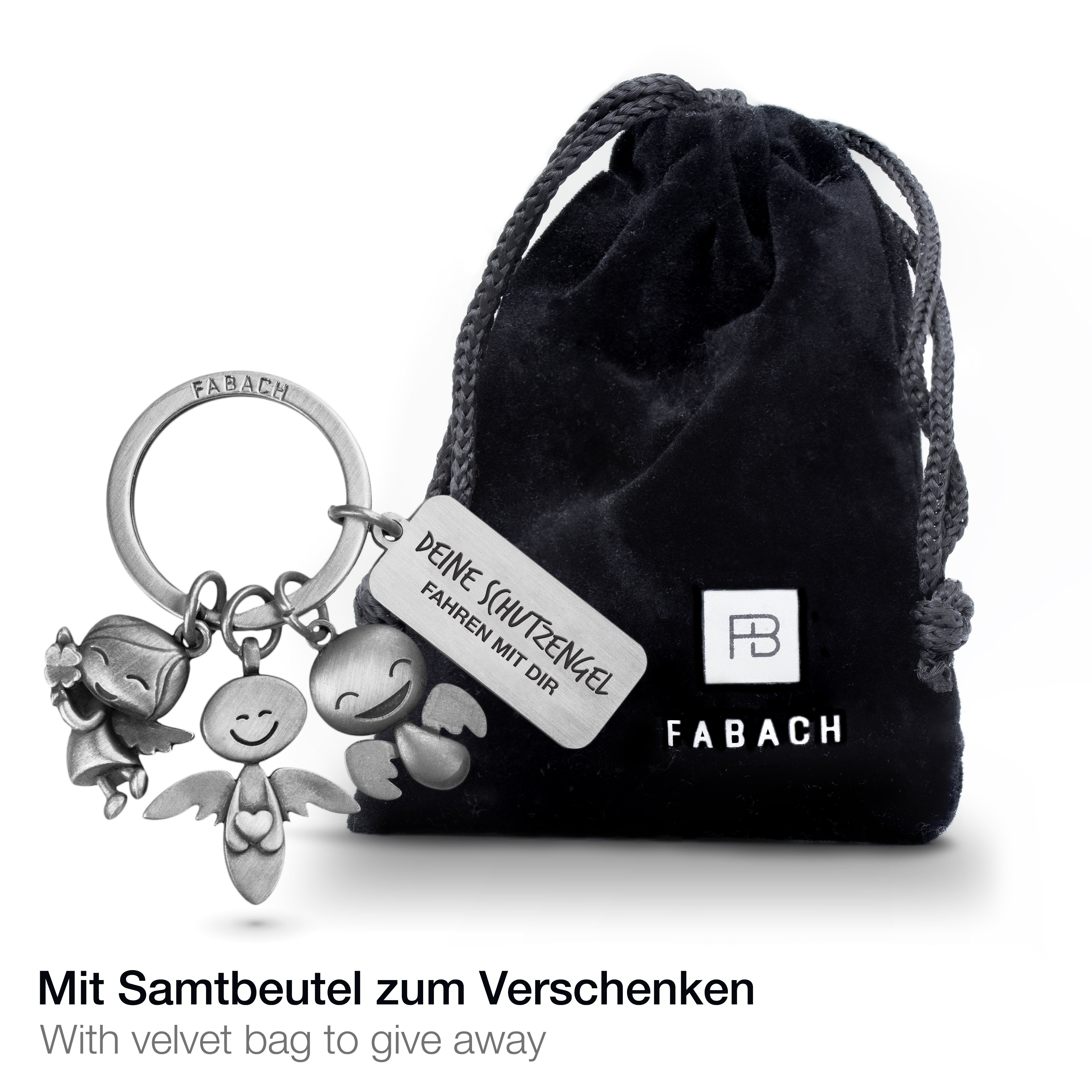 FABACH Schlüsselanhänger - Antique Engel mit Schutzengel Fahren Gravur Silber dir" "Deine 3 Schlüsselanhänger