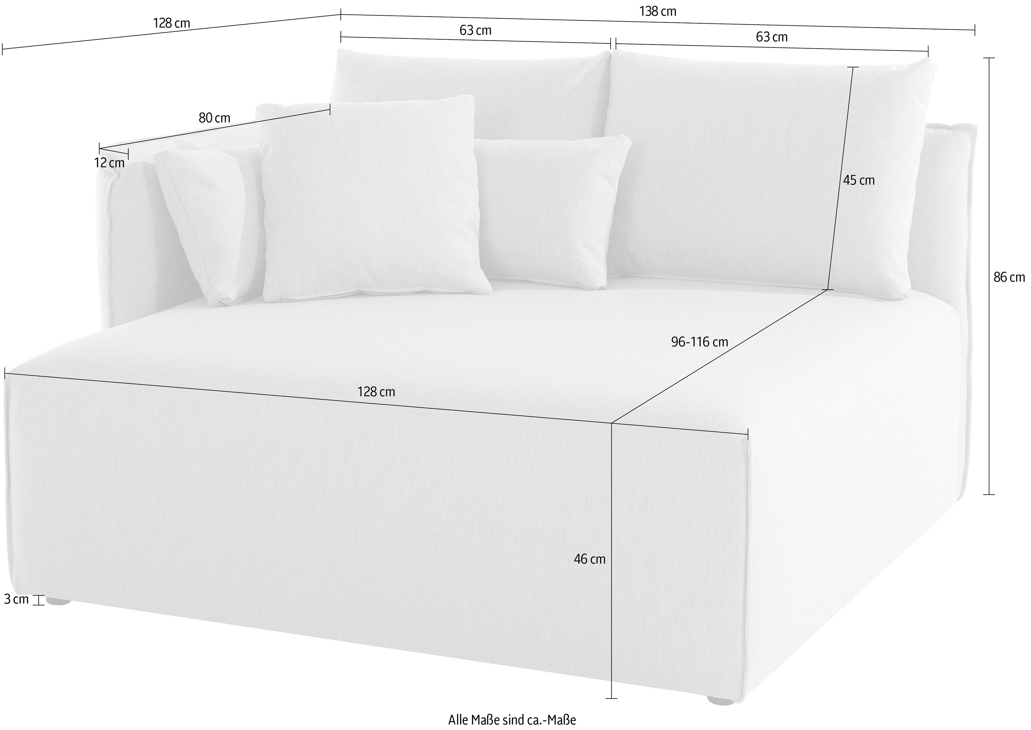 andas mane cm 138 kurzes - 128 cm, Zusammenstellen, Lounge-Modul zum Nöre, Breite Tiefe