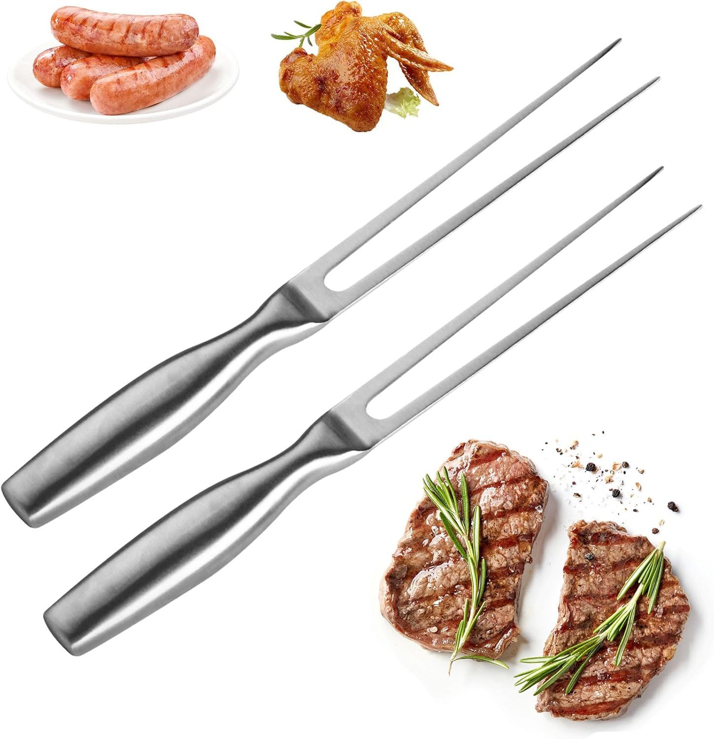 FOUORTUNATE-BEE Geschirr-Set 2er Set Edelstahl Fleischgabeln mit Griff für Grill & Küche (2-tlg), Robuste Tranchiergabeln aus Edelstahl für Fleisch & Braten
