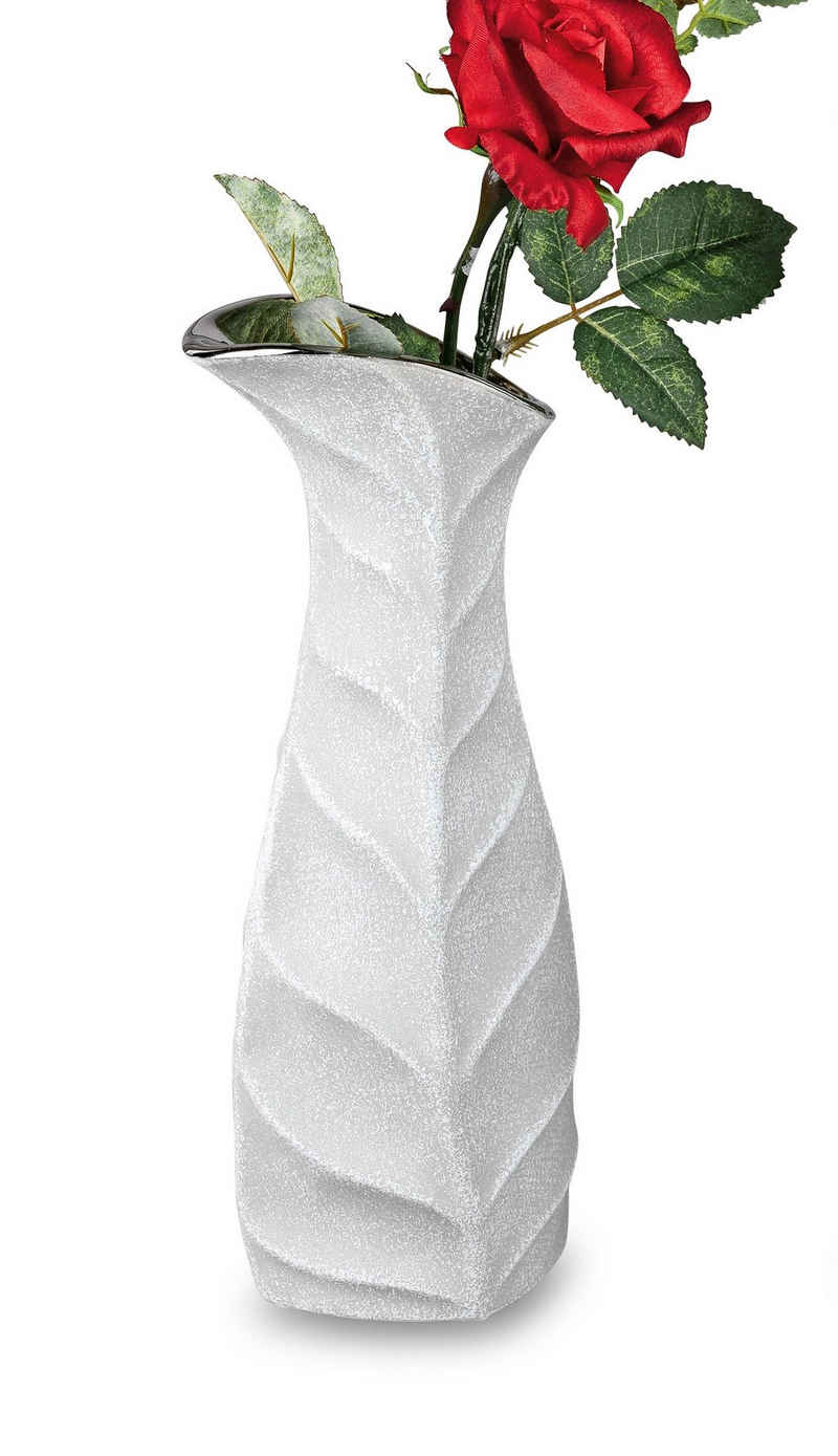 Small-Preis Dekovase »Formano Vase Tischvase im Steindesign und Öffnung in silber«