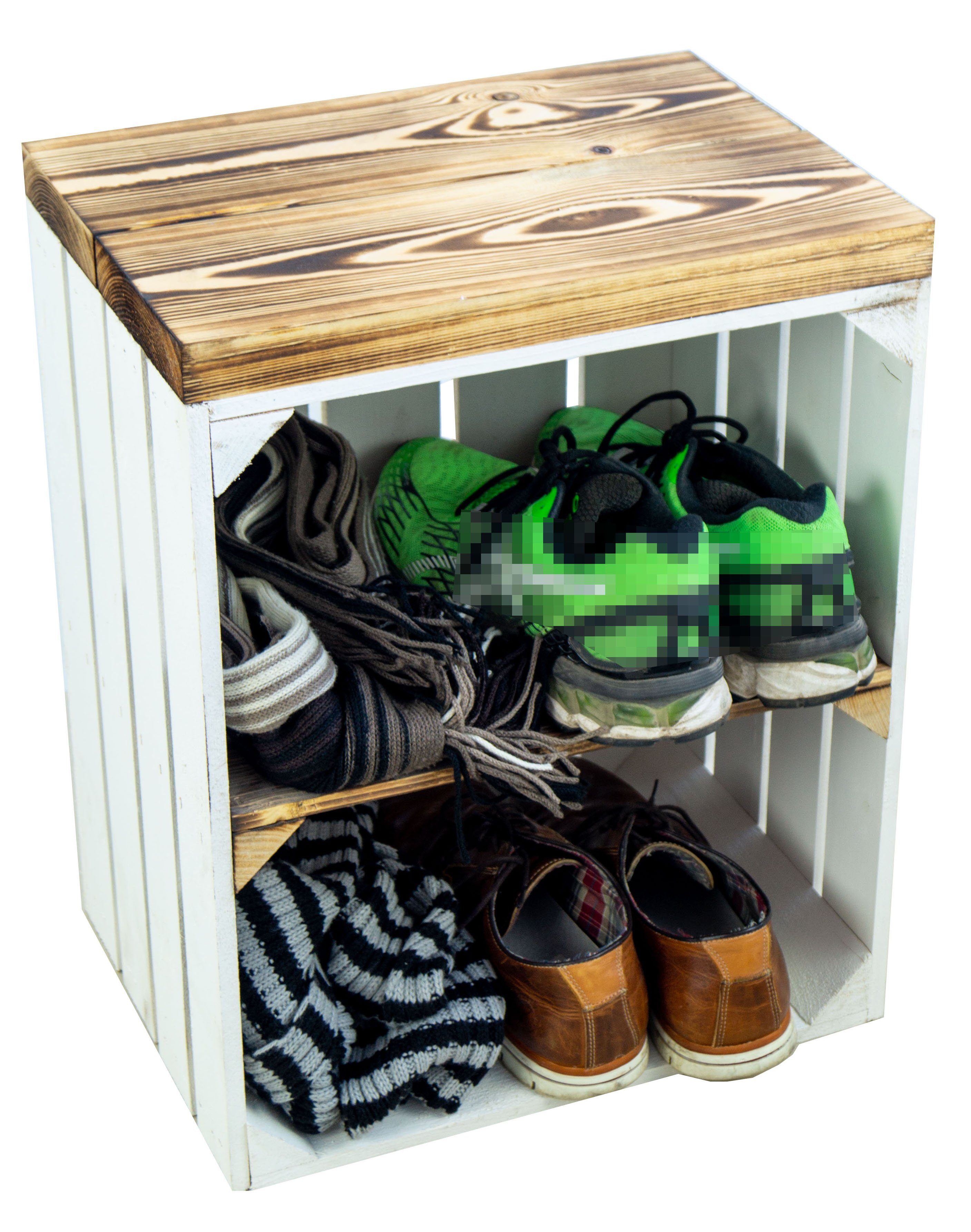 Kistenkolli Altes Land Allzweckkiste Hocker Anne weiss flam Quer flam Plank günstig online kaufen