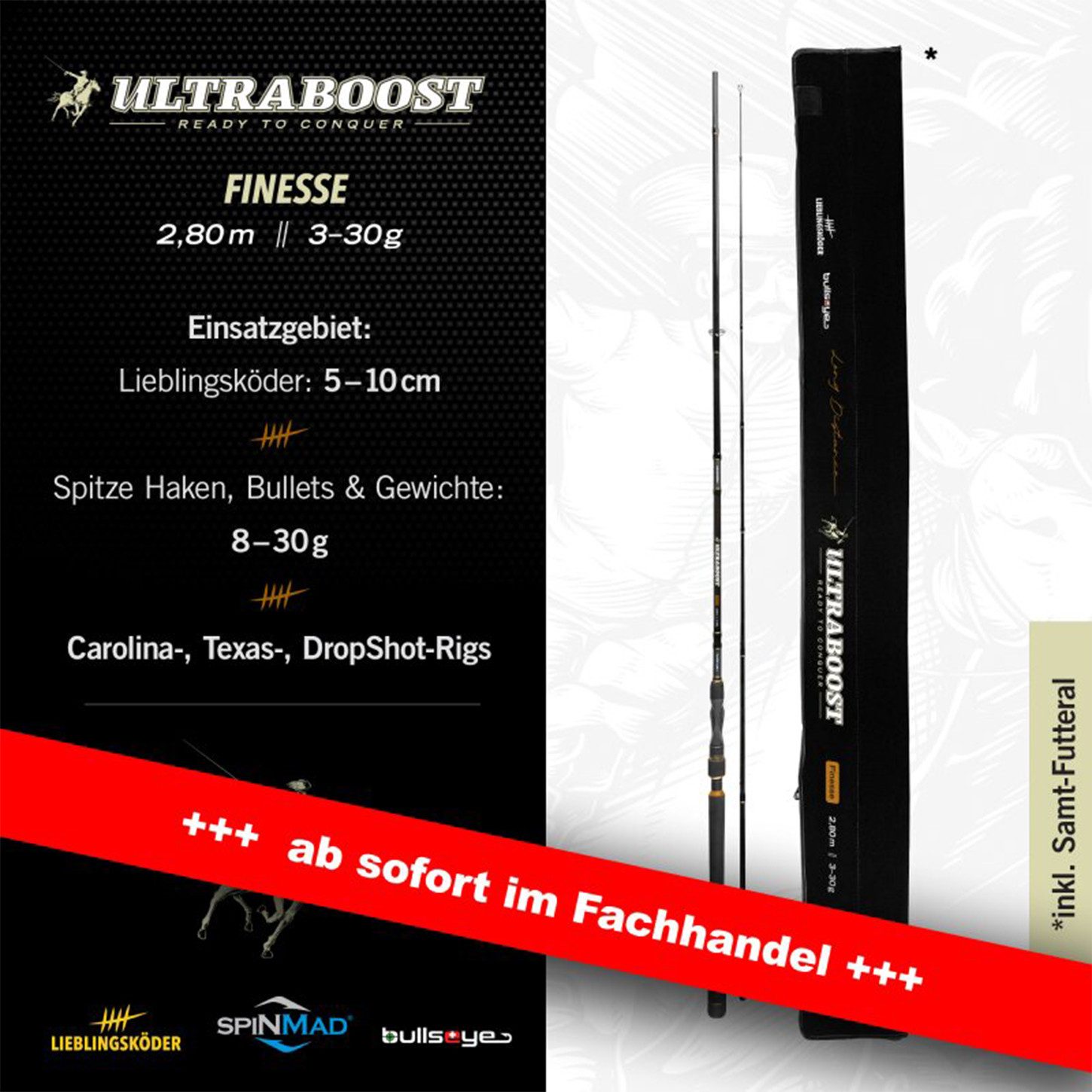 Lieblingsköder Spinnrute ULTRABOOST Finesse 2,80 m 3 bis 30 g, (2tlg), für kleine