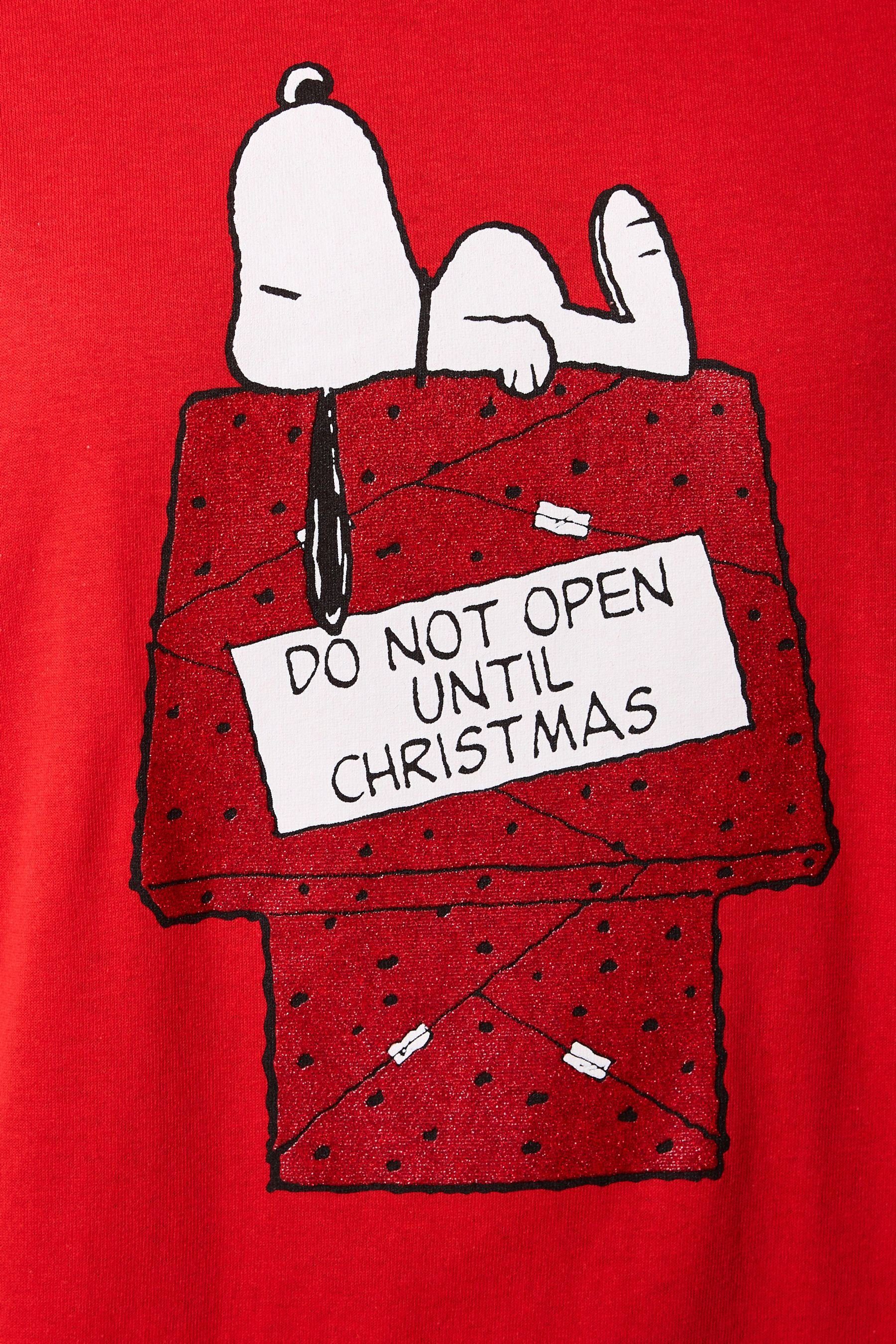 Kurzärmliges Weihnachtsshirt mit Print-Shirt (1-tlg) Snoopy Next