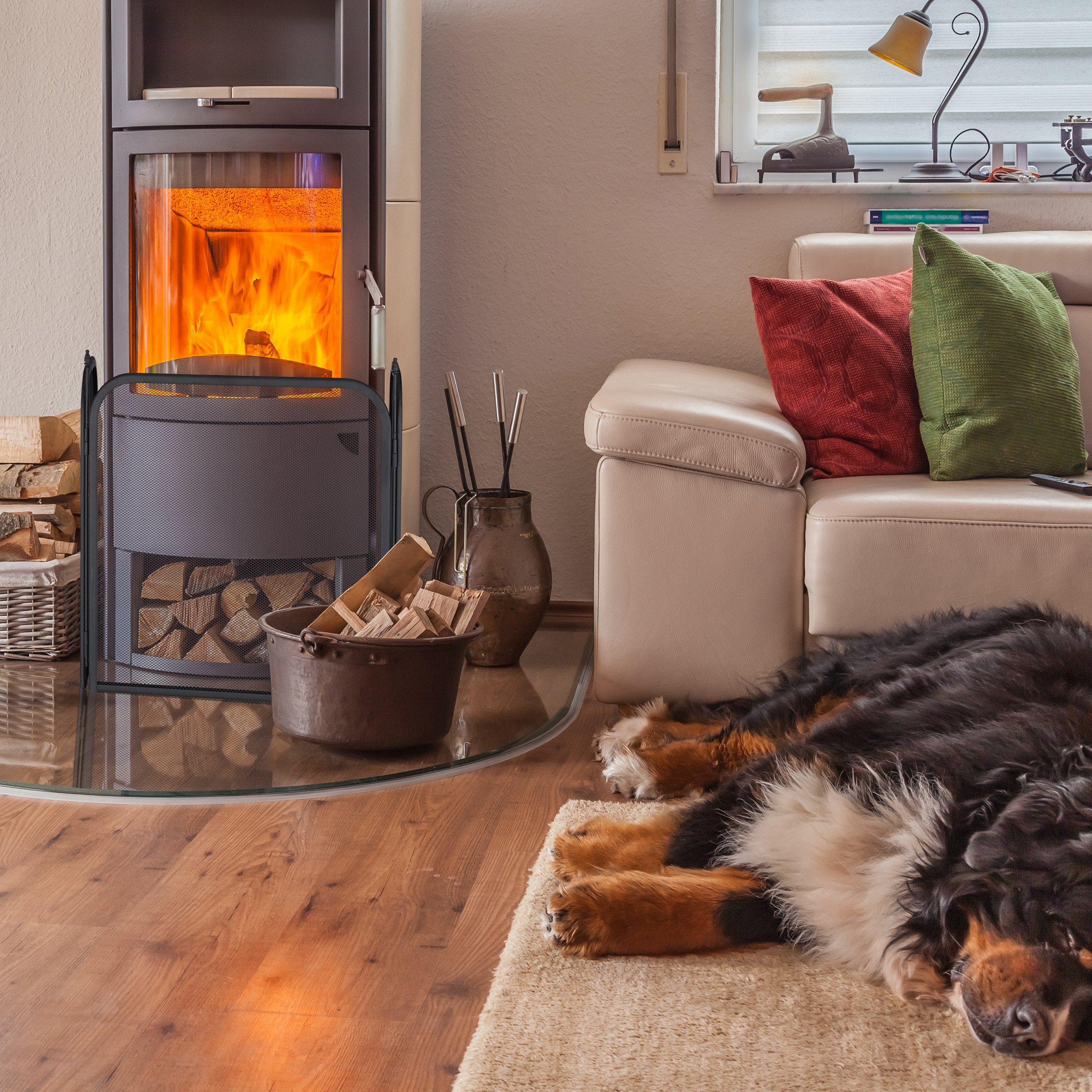 relaxdays Funkenschutzgitter Dreiteilig