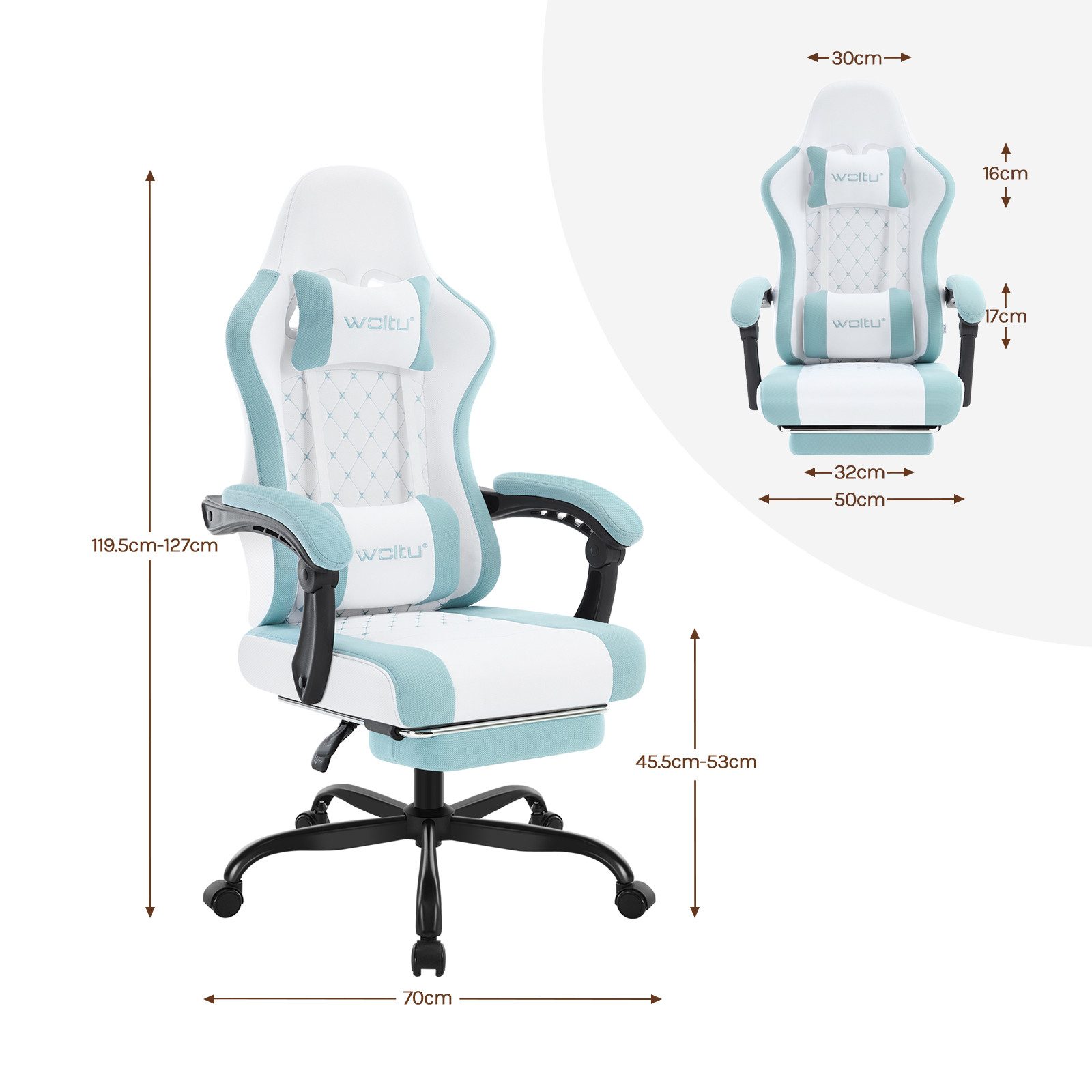 Woltu Gaming-Stuhl (1 St), mit Massagefunktion, ergonomisch, 150 kg, Netzstoff